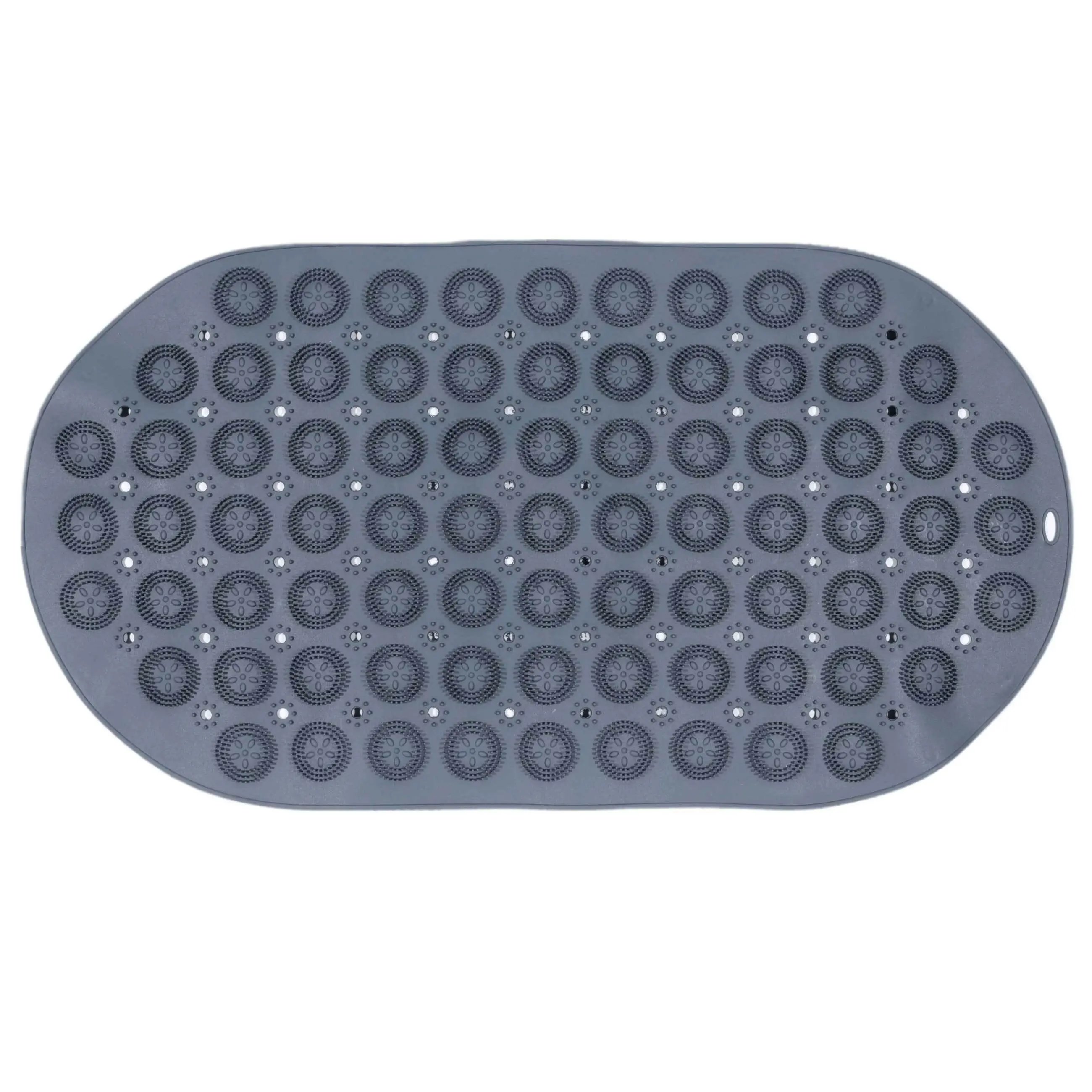 Ваннаға/душқа арналған төсеніш, 37х69 см, массаж, резеңке, сопақ, сұр, ваннаға арналған жаңа