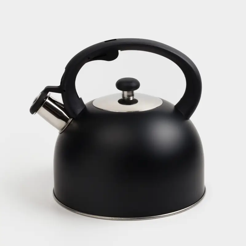 Чайник, 3 л, со свистком, сталь/нейлон, черный, Whistle ,image-0