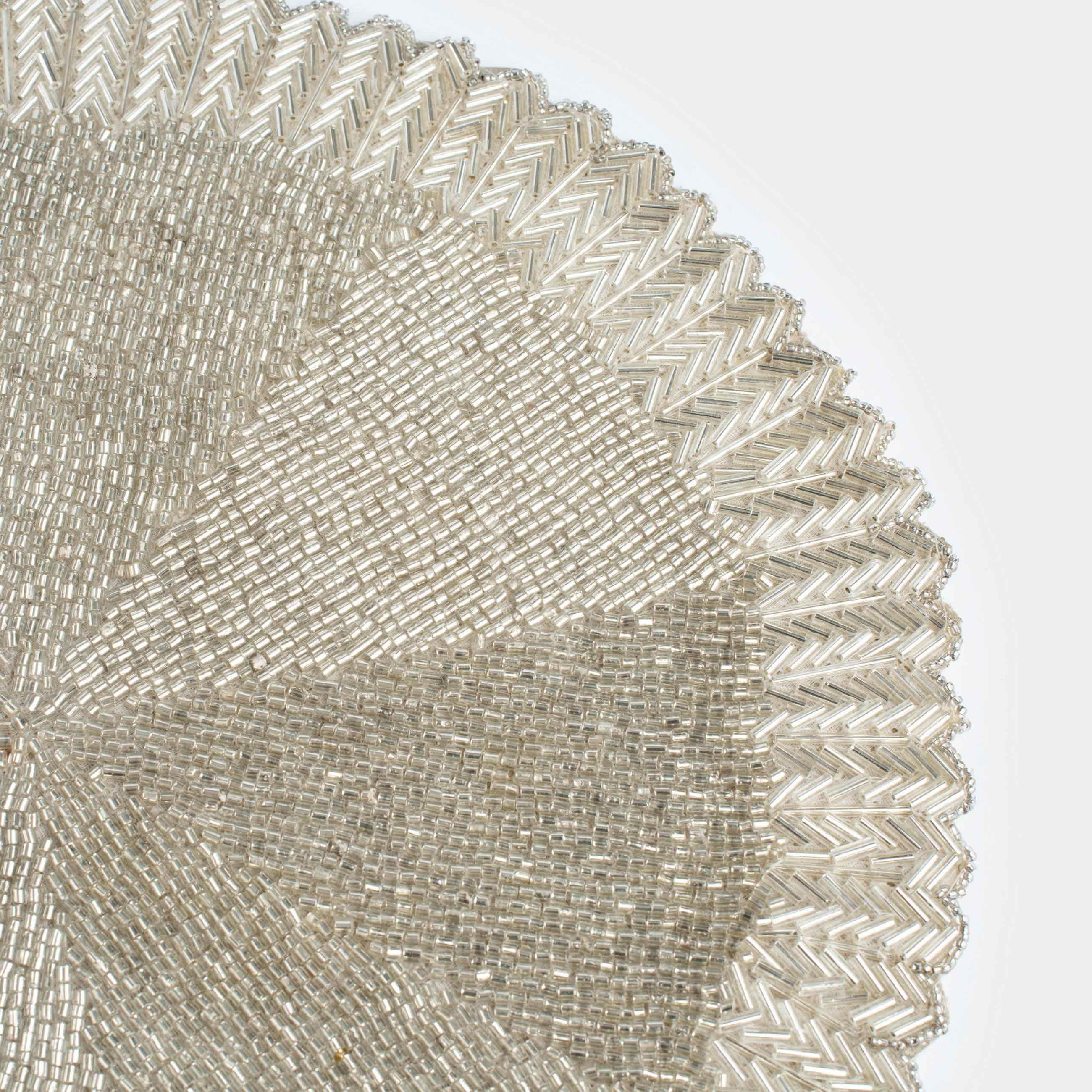 Салфетка под приборы, 36 см, бисер, круглая, золотистая, Art beads, image-2