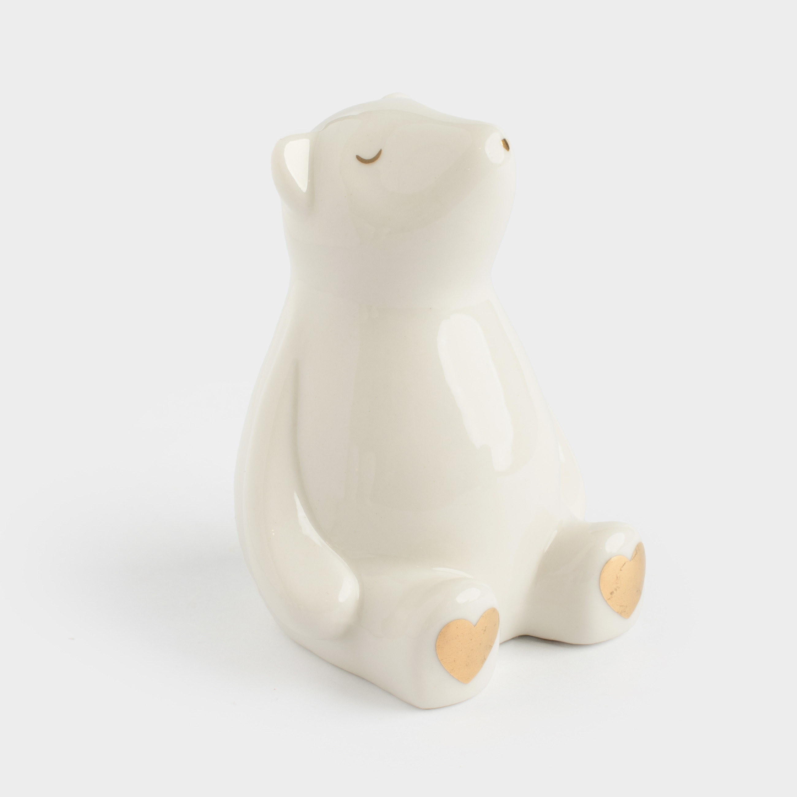 Статуэтка, 8 см, фарфор P, молочно-золотистая, Мишка, Bear, image-1