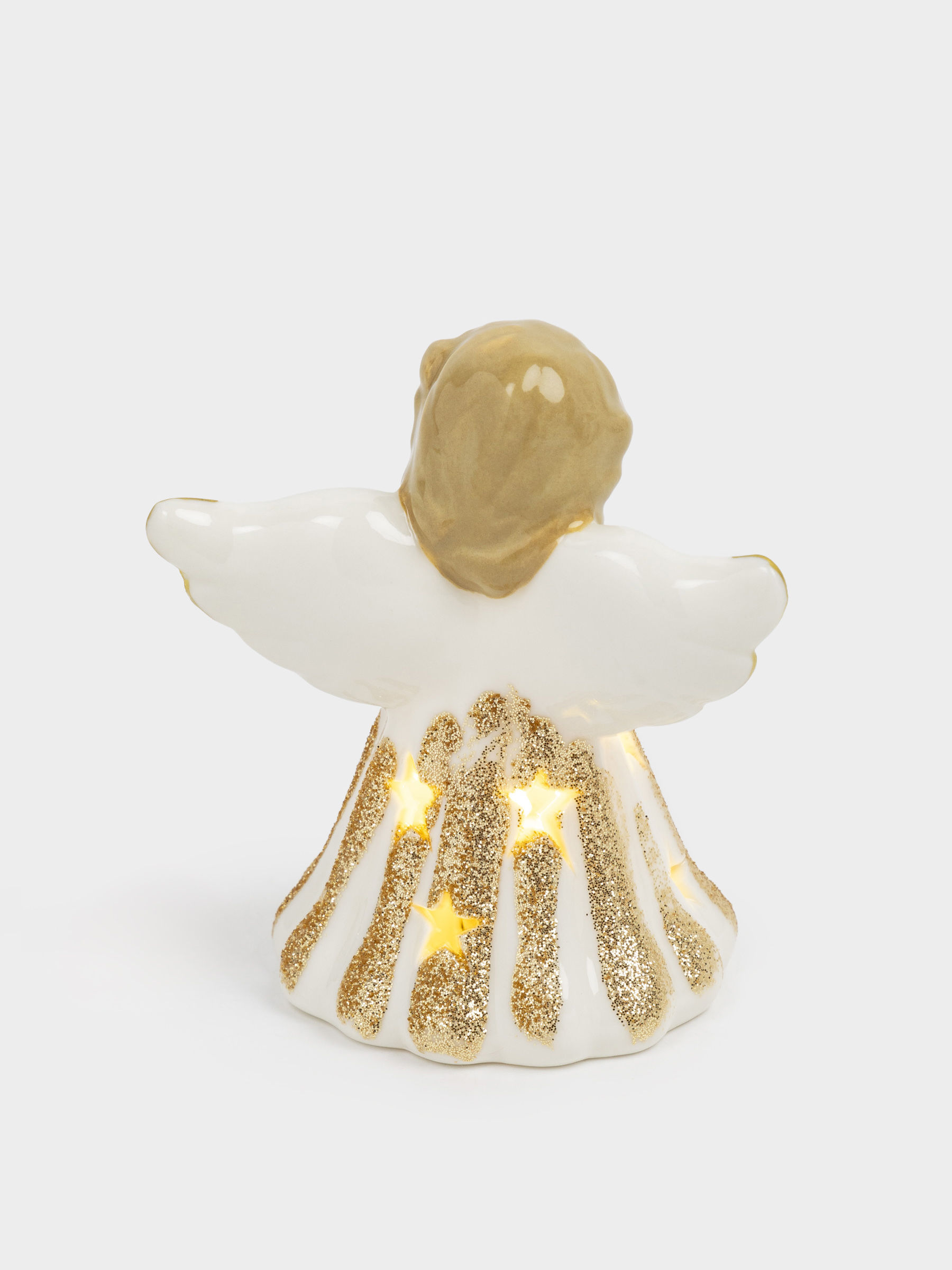Статуэтка с подсветкой, 9 см, фарфор P, бело-золотистая, Ангел, Angel figurine, image-3