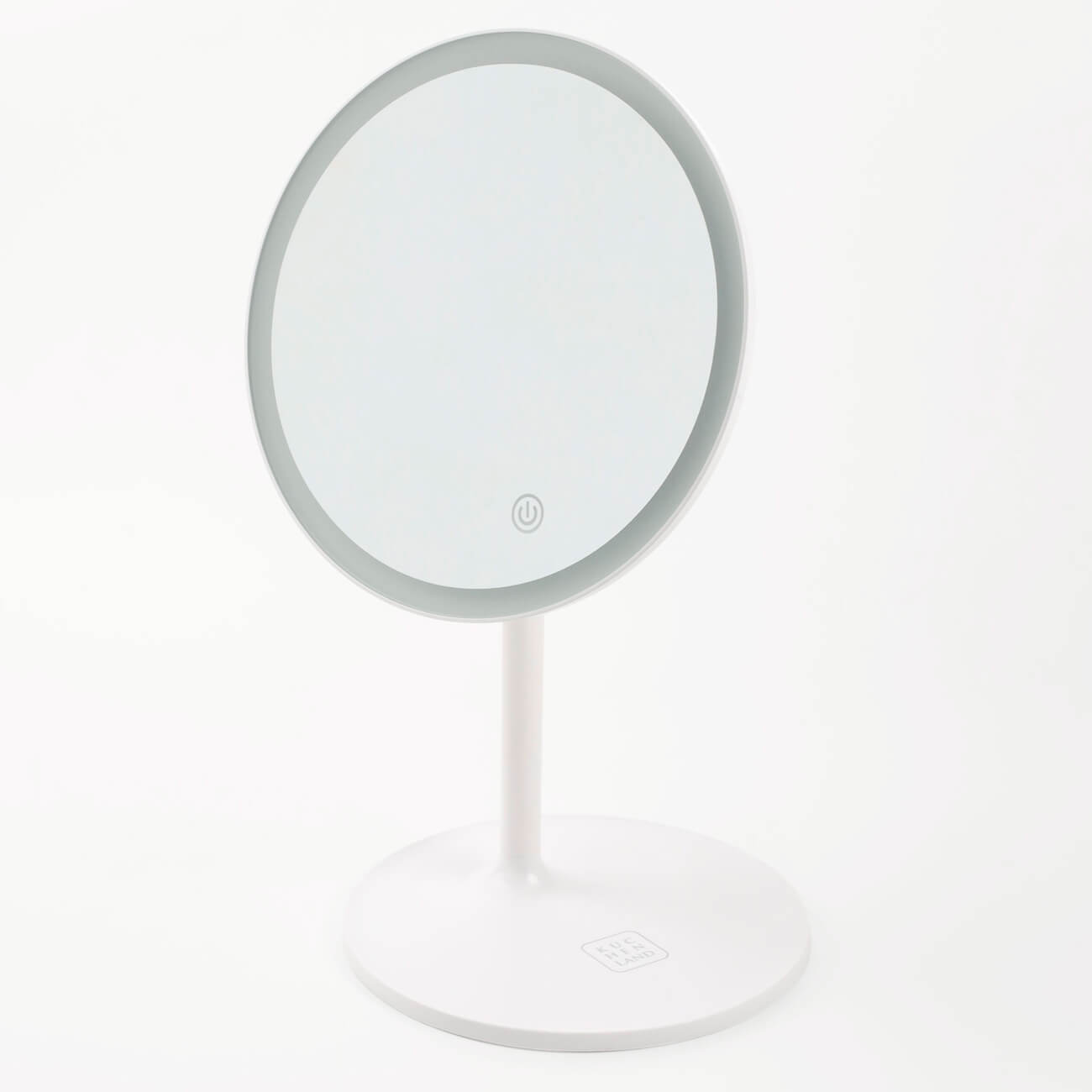 Зеркало настольное, 33 см, с подсветкой, на подставке, пластик, круглое, белое, Vesta изображение № 1