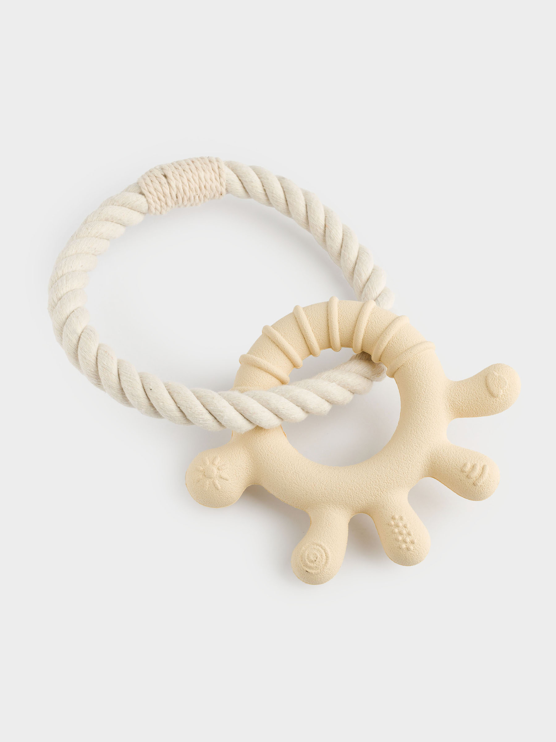 Игрушка для собак, 20 см, резина/хлопок, бежевая, Лапа на канате, Playful pet, image-1