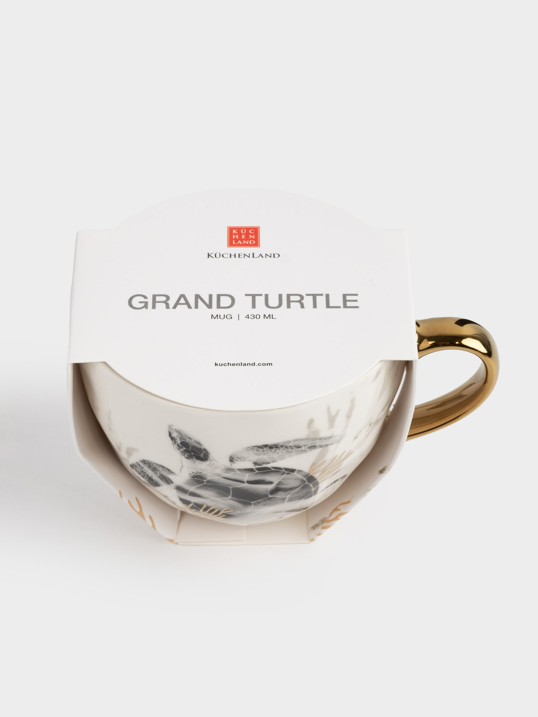 Кружка, 430 мл, фарфор N, бело-золотистая, Черепаха, Grand turtle, image-4