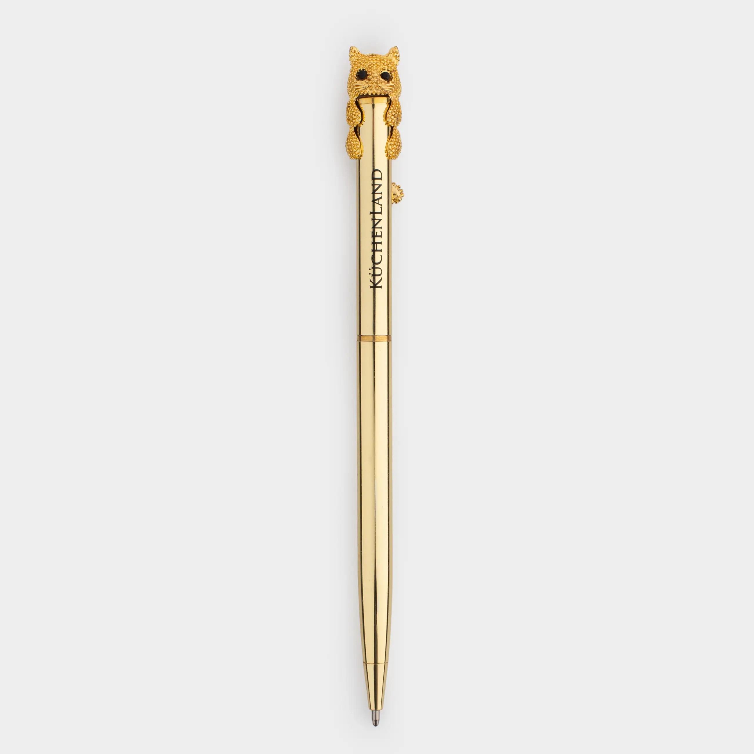 Шарикті қалам, 14 см, пішінмен, алтын, Мысық, Draw