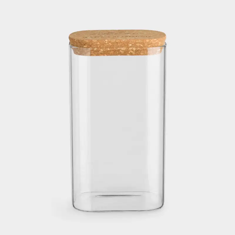 Банка для сыпучих продуктов, 1,5 л, стекло/пробка, прямоугольная, Clear cork ,image-0