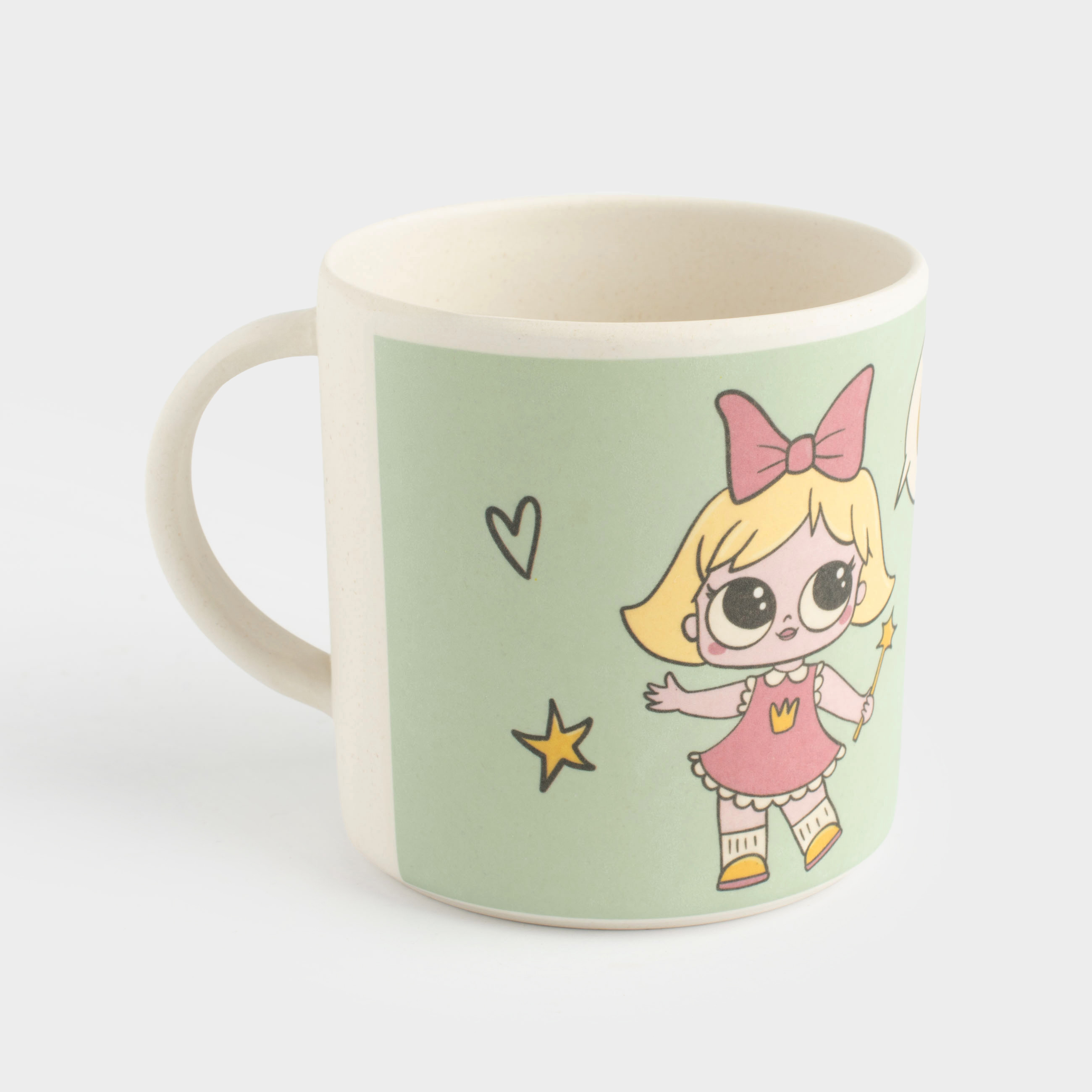 Кружка, детская, 350 мл, бамбук, зеленая, Девочки в платьях, Sweet loli, image-0