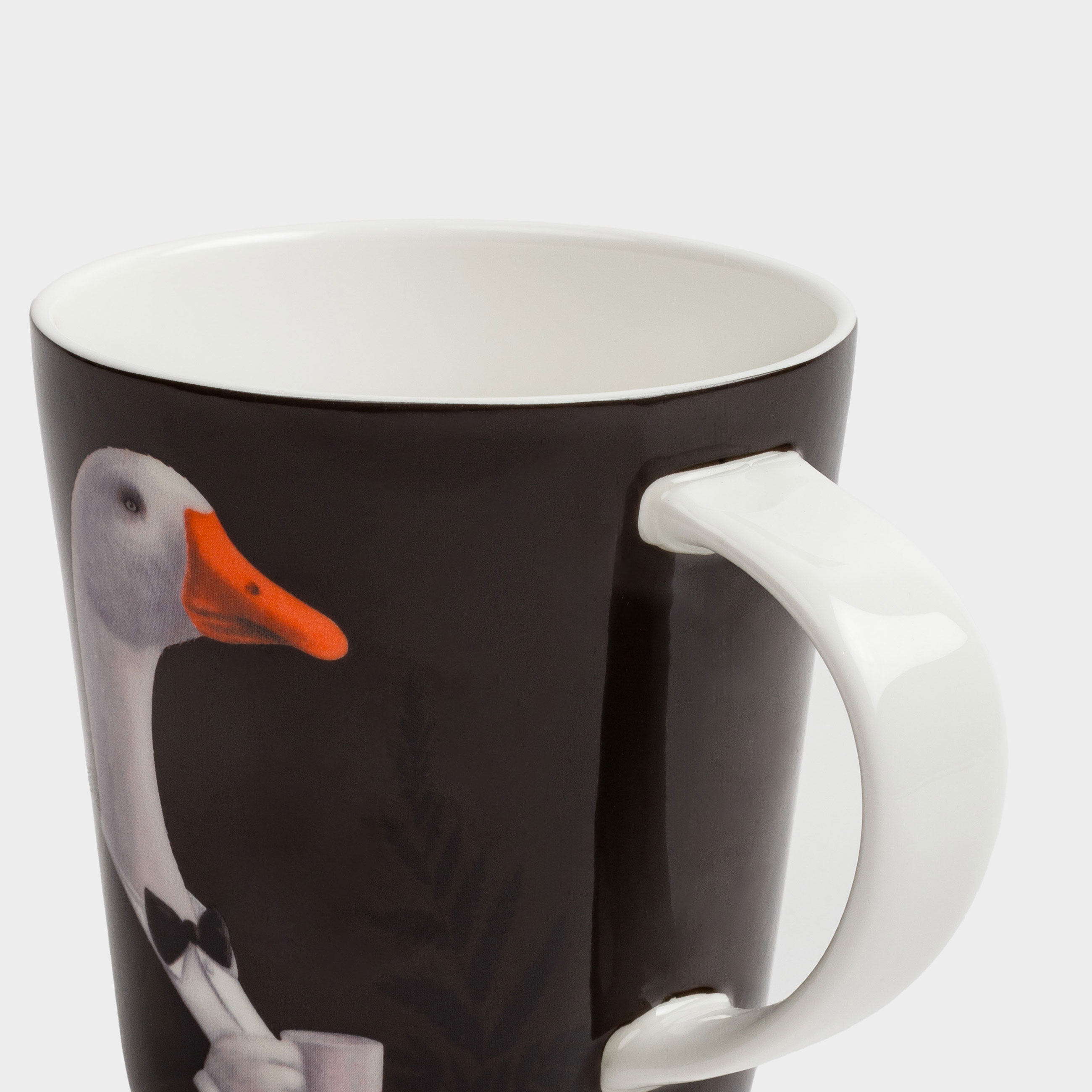 Кружка, 450 мл, фарфор F, черно-белая, Гусь в смокинге, Goose, image-2