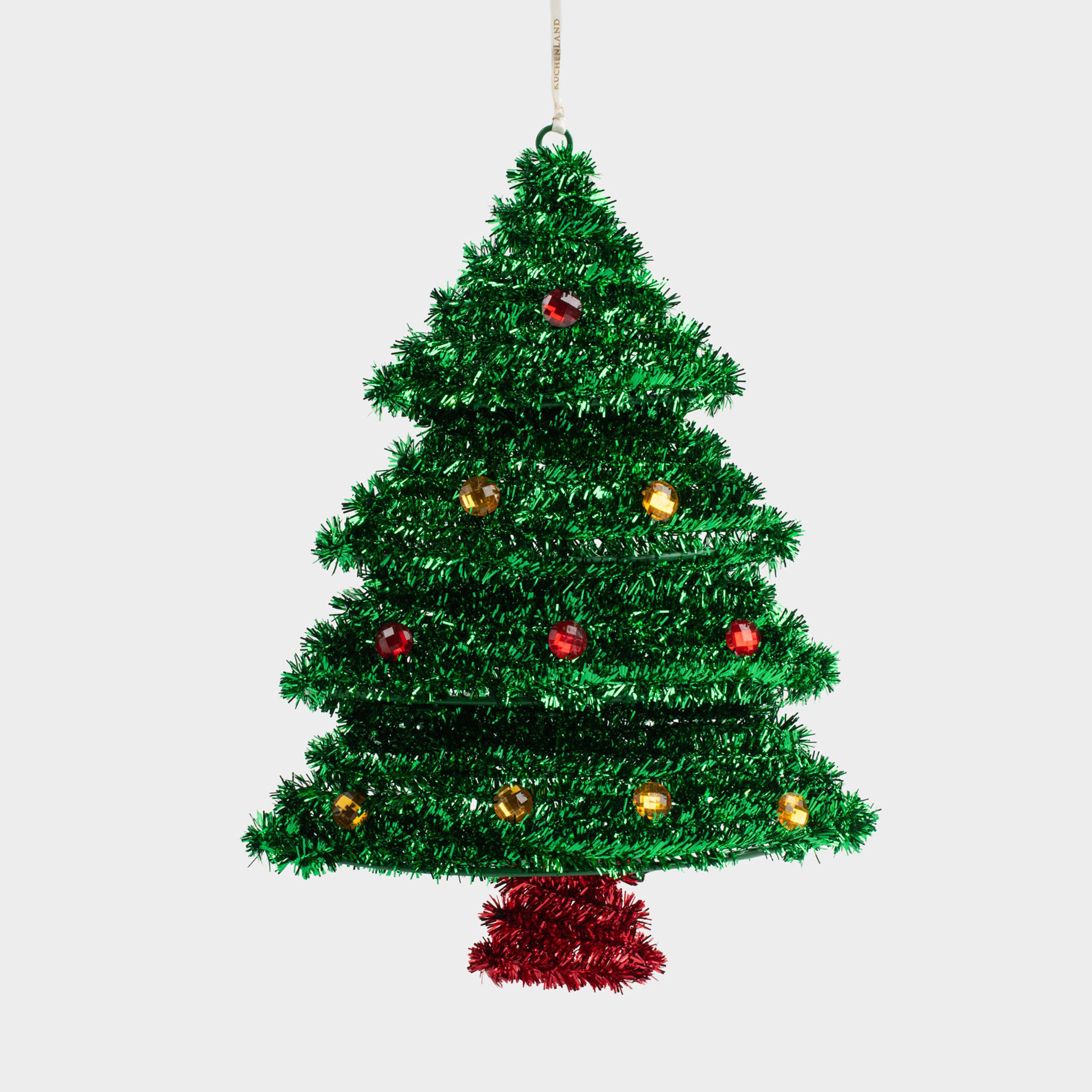Украшение декоративное, 36 см, подвесное, мишура/пластик, зеленое, Елка, Tinsel decor, image-0