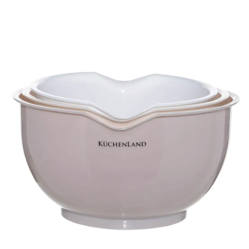 Набор мисок, 3 шт, со сливом, пластик, бежевая/кремовая/молочная, Soft kitchen, image-0