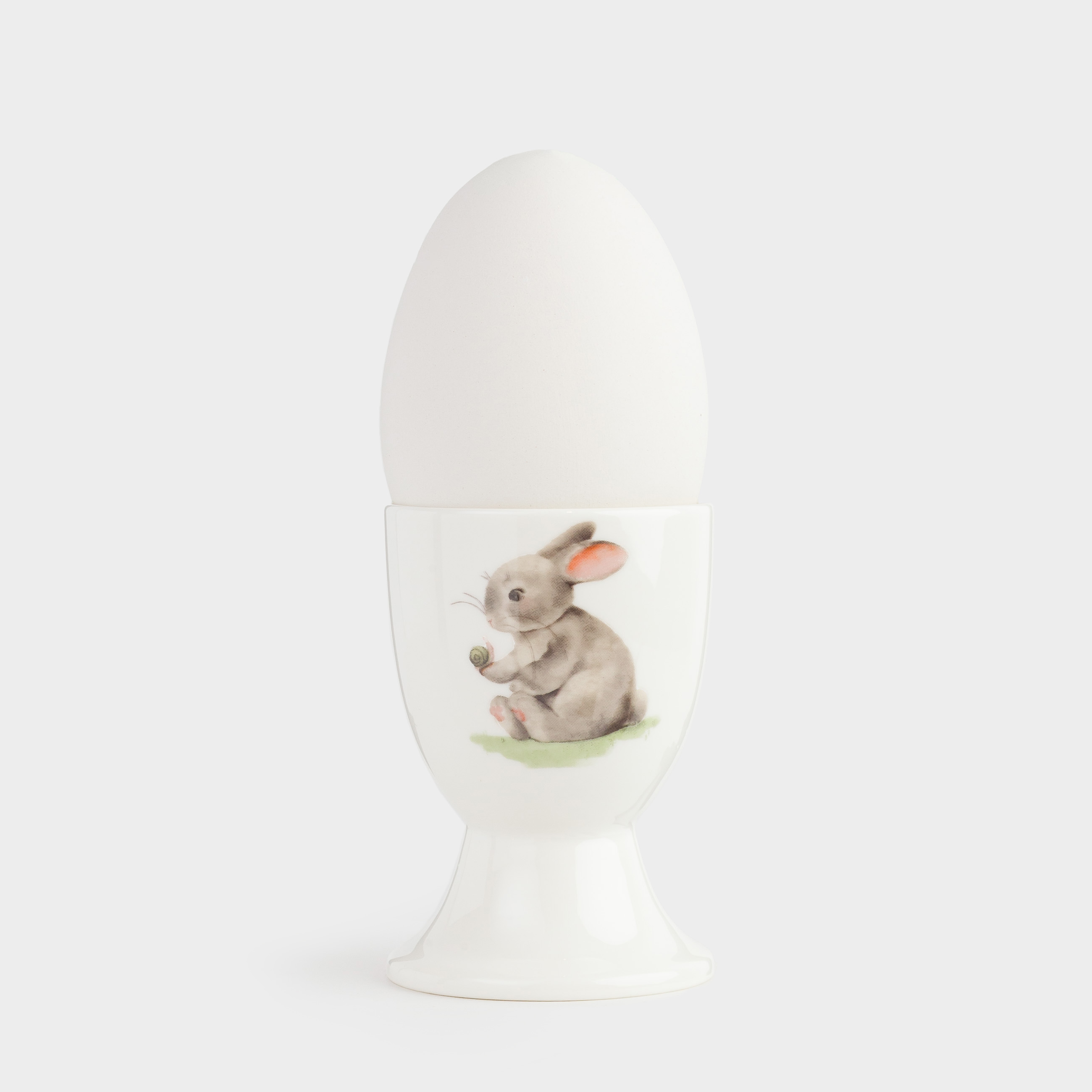 Подставка для яйца, детская, 7 см, фарфор N, белая, Утенок и кролик, Easter kids, image-4