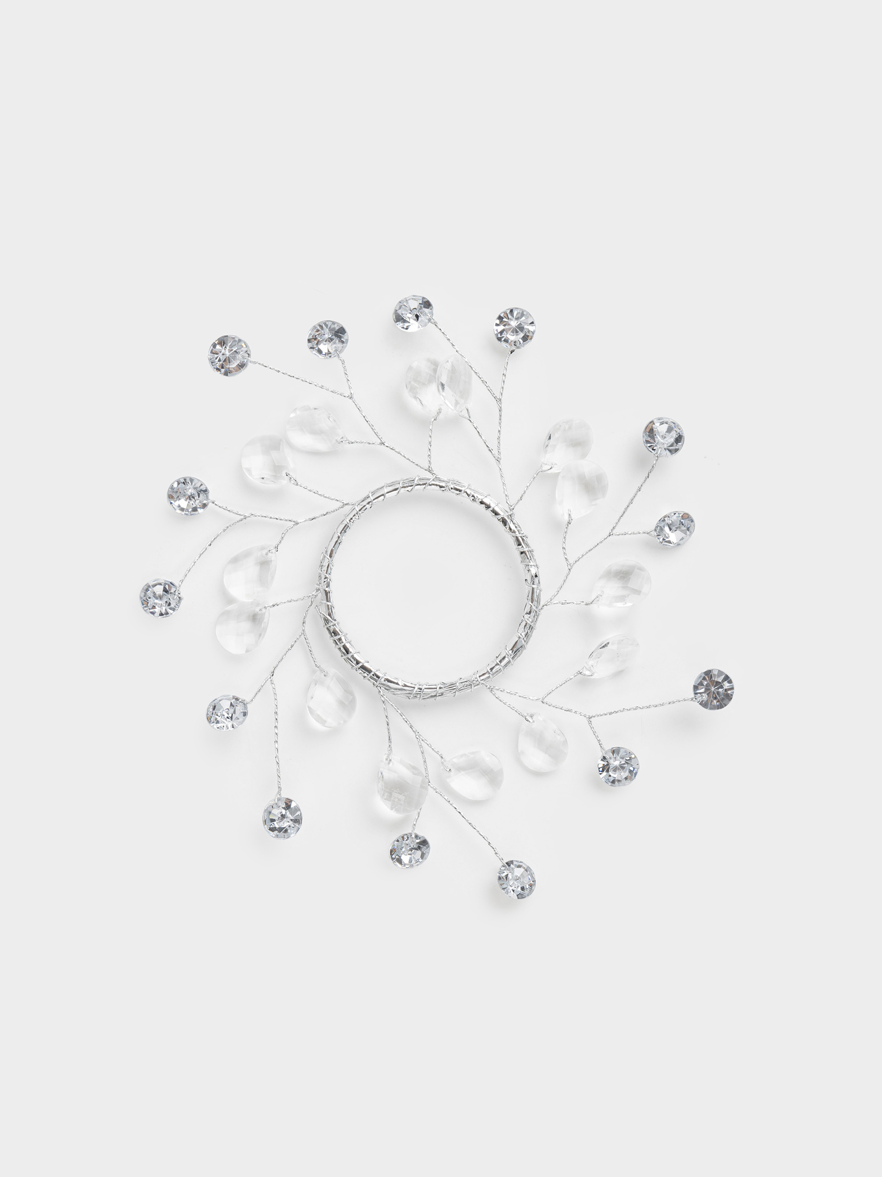 Майлық сақинасы, 5 см, акрил/металл, күміс, Кристалдар, Crystal decor, image-0