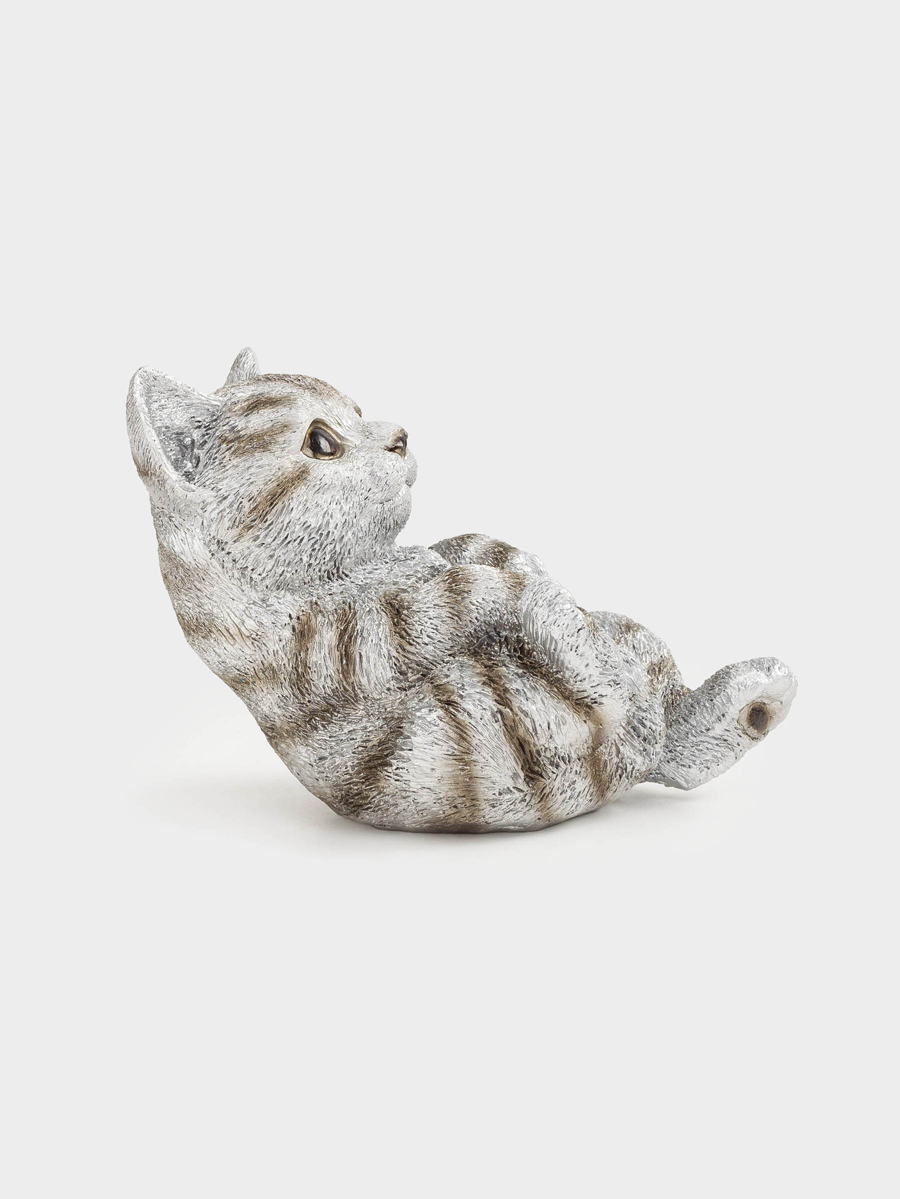 Мүсінше, 12 см, полирезин, күміс, Мысық жатыр, Cat, image-3