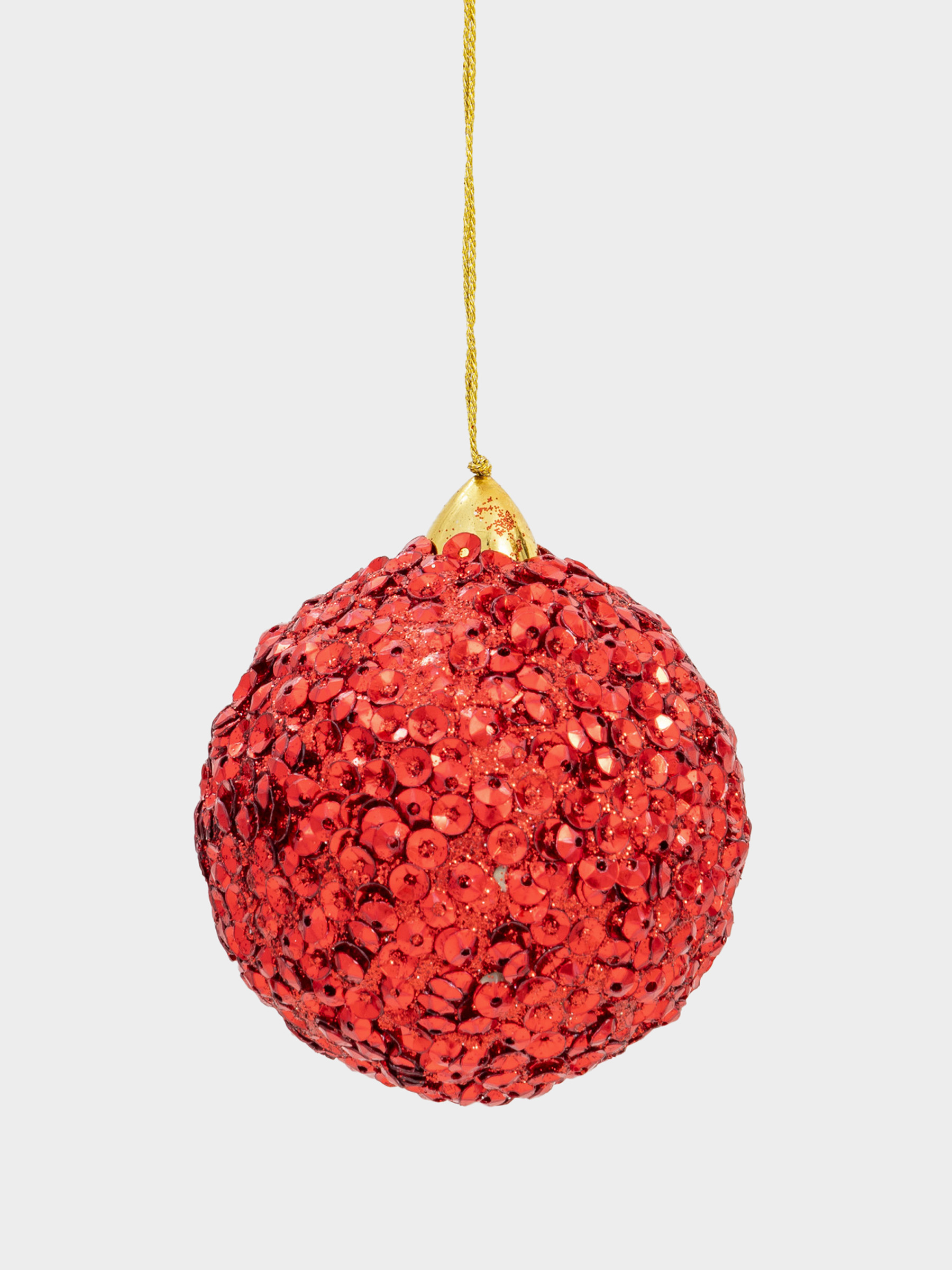 Игрушка елочная, 8 см, бисер/пластик, красная, Шар, Ball sparkle, image-0