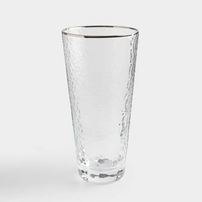 Стакан, 17 см, 450 мл, стекло, с серебристым кантом, Ripply silver ,image-0