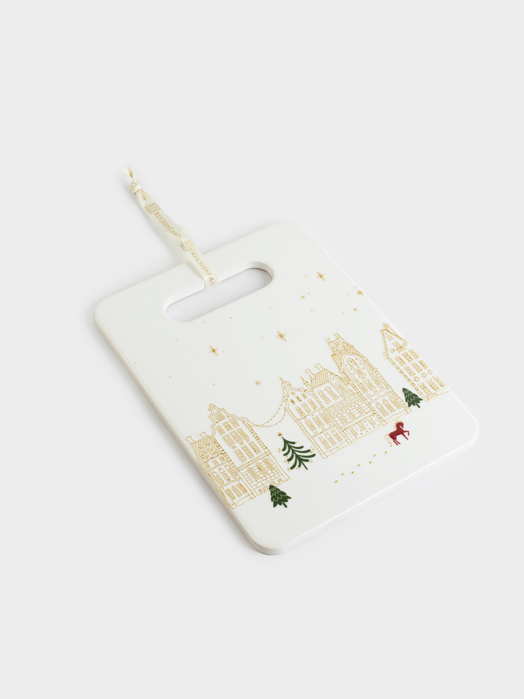 Подставка под горячее, 18х24 см, керамика/пробка, прямоугольная, Лошадь и дома, Snow sparks, image-1