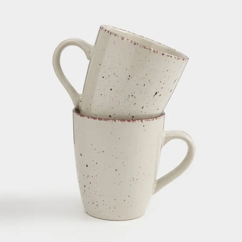 Кружка, 400 мл, 2 шт, керамика, бежевая, в крапинку, Speckled ,image-0