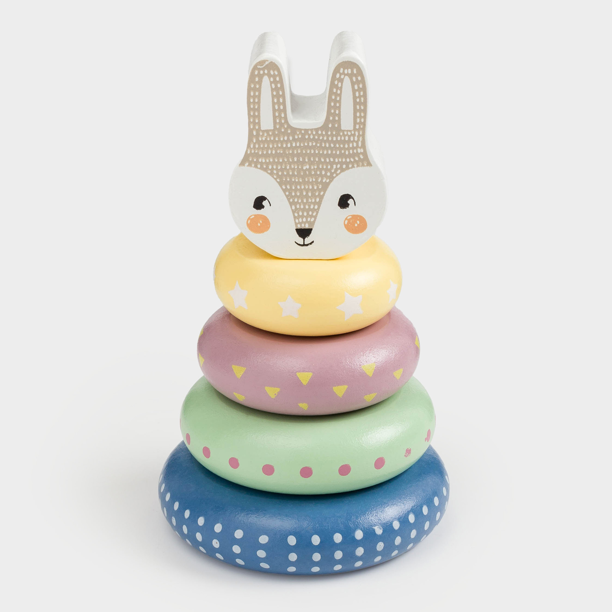 Игрушка развивающая, 14 см, дерево, Пирамидка кролик, Kiddy, image-1