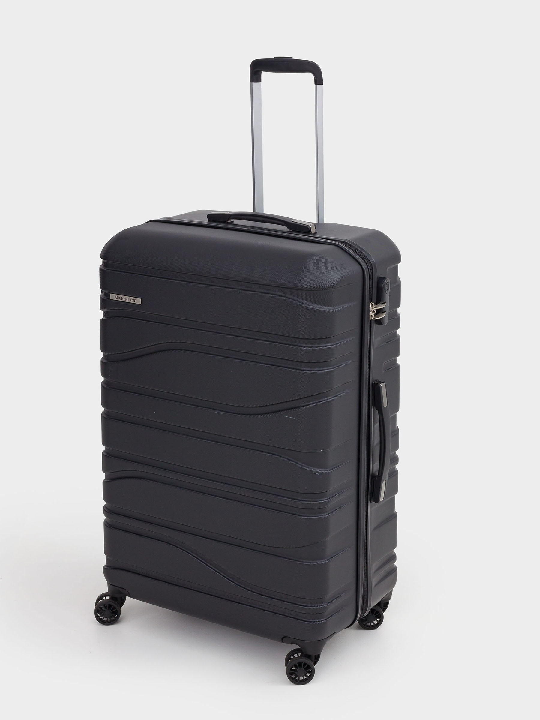 Чемодан L, 52х29х77 см, 4,2 кг, с замком, пластик, черный, Travel comfort, image-2