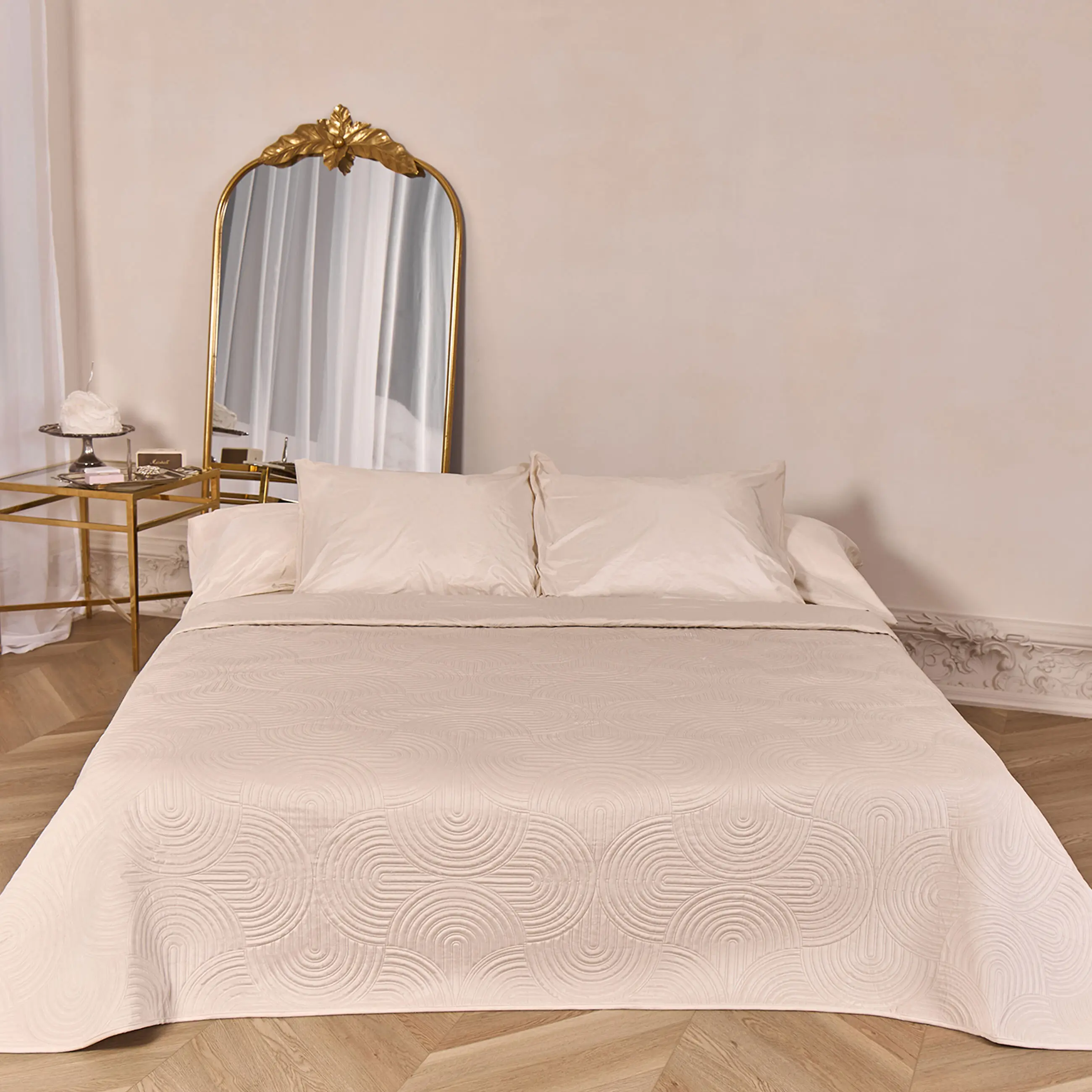 Төсек жапқыш, 220х240 см, сырылған, барқыт/микрофибра, құм, Арка, Arch