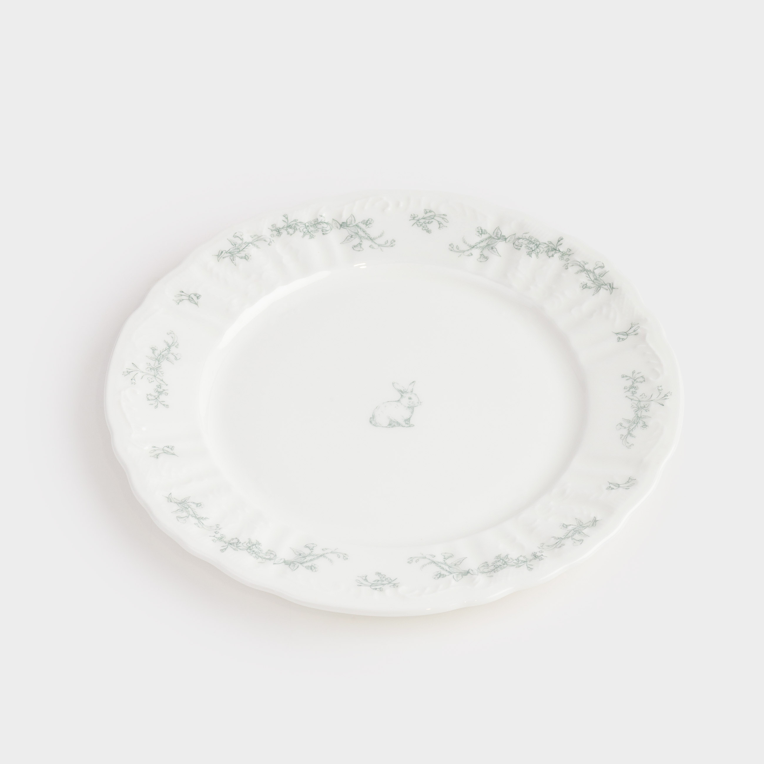 Тарелка закусочная, 20 см, фарфор Fine Bone China, белая, Кролик и цветы, Easter blooming, image-1