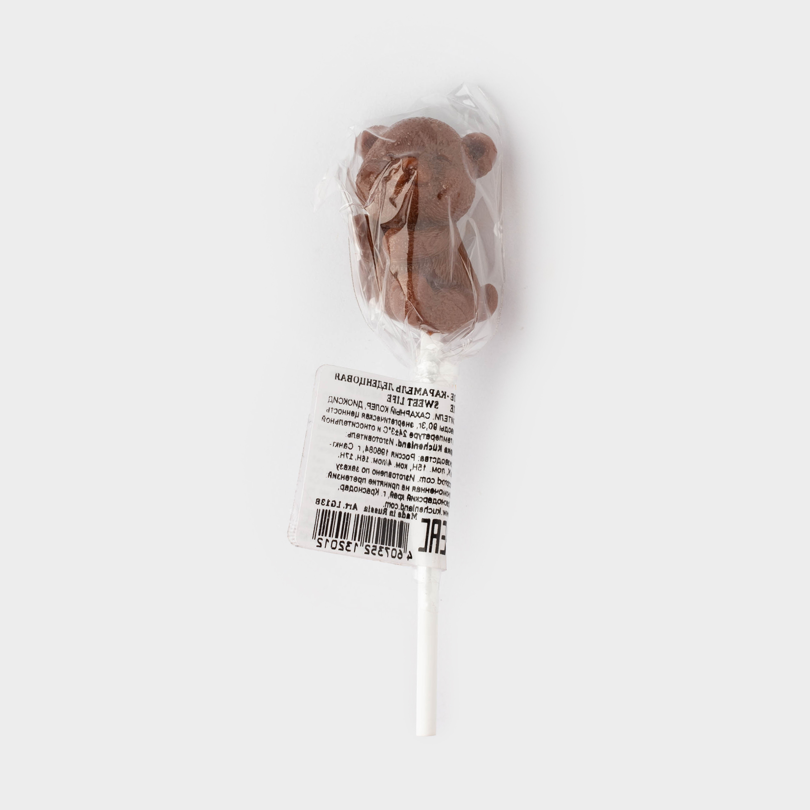 Леденец, 10 гр, на палочке, коричневый, Крем-брюле, Мишка, Sweet life, image-3