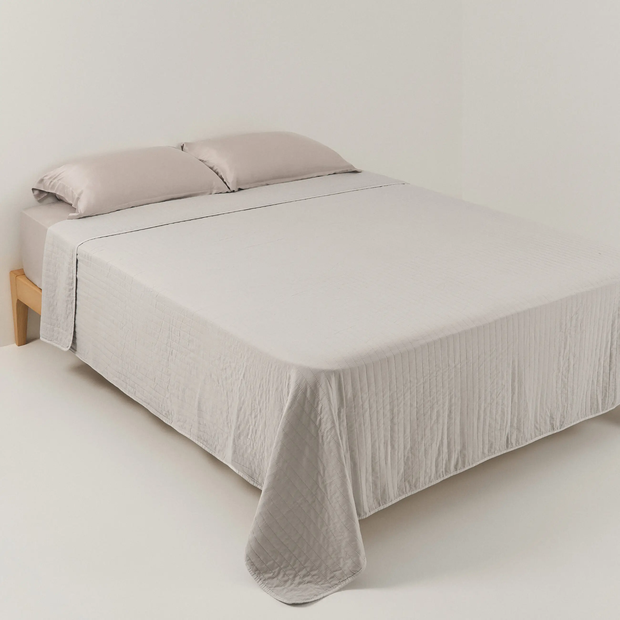 Төсек жапқыш, 220х240 см, Жамылғы, микроталшық, сұр, Жолақтар, Stitch