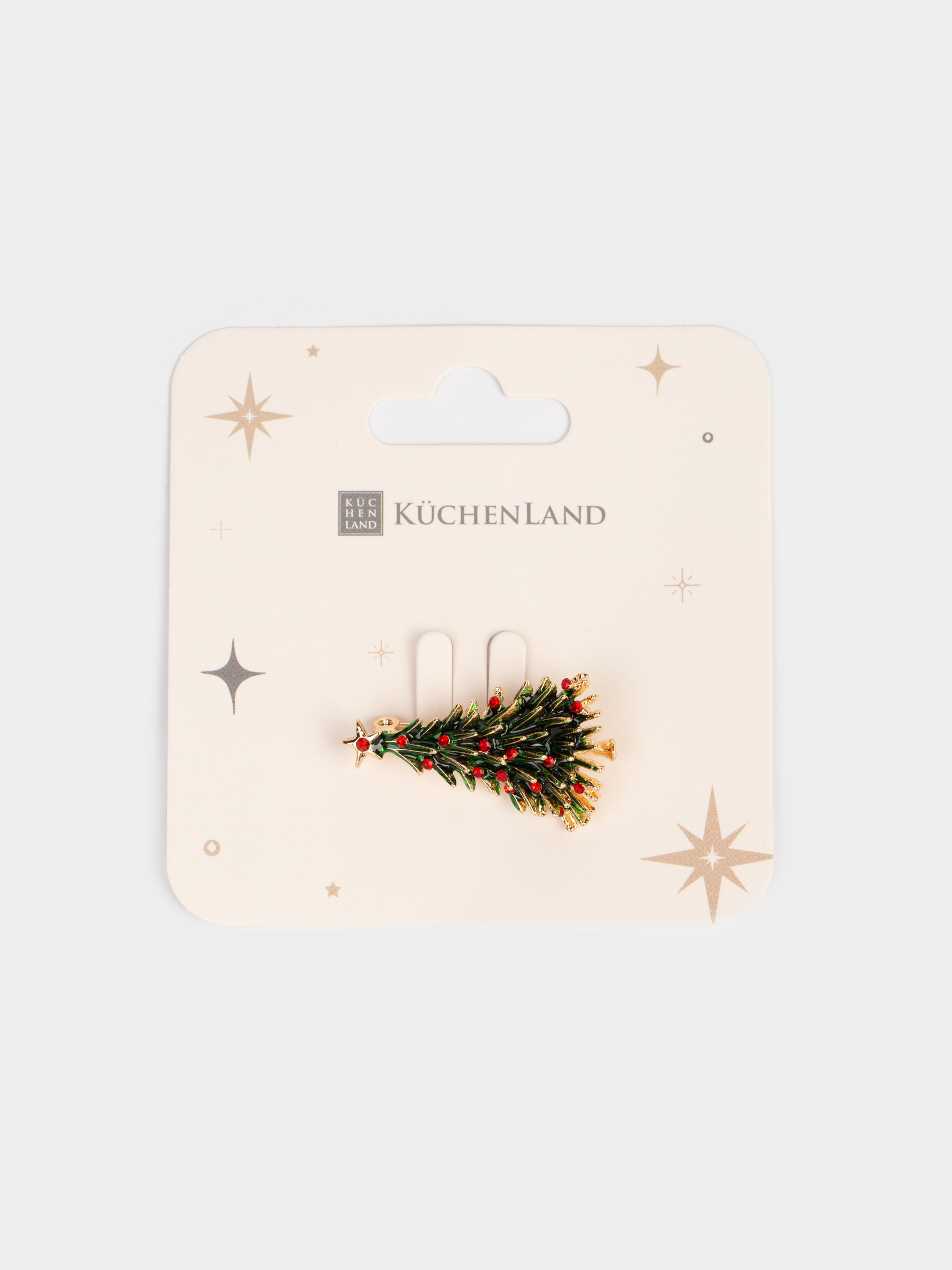 Танамоншақ, 4 см, металл/страздар, жасыл, Шырша, Jewelry christmas, image-3