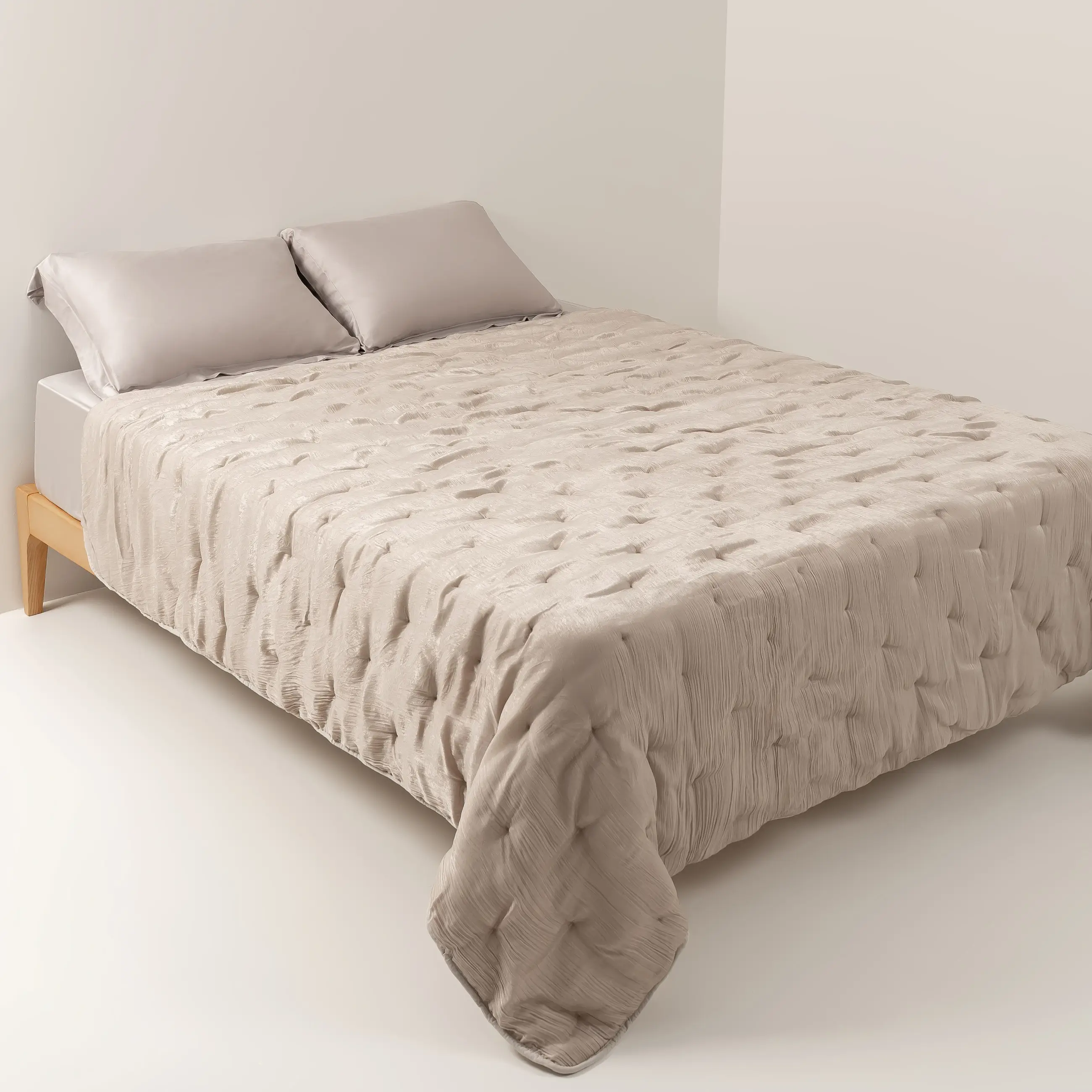 Төсек жапқыш, 220х240 см, барқыт, құм, Stitch velvet