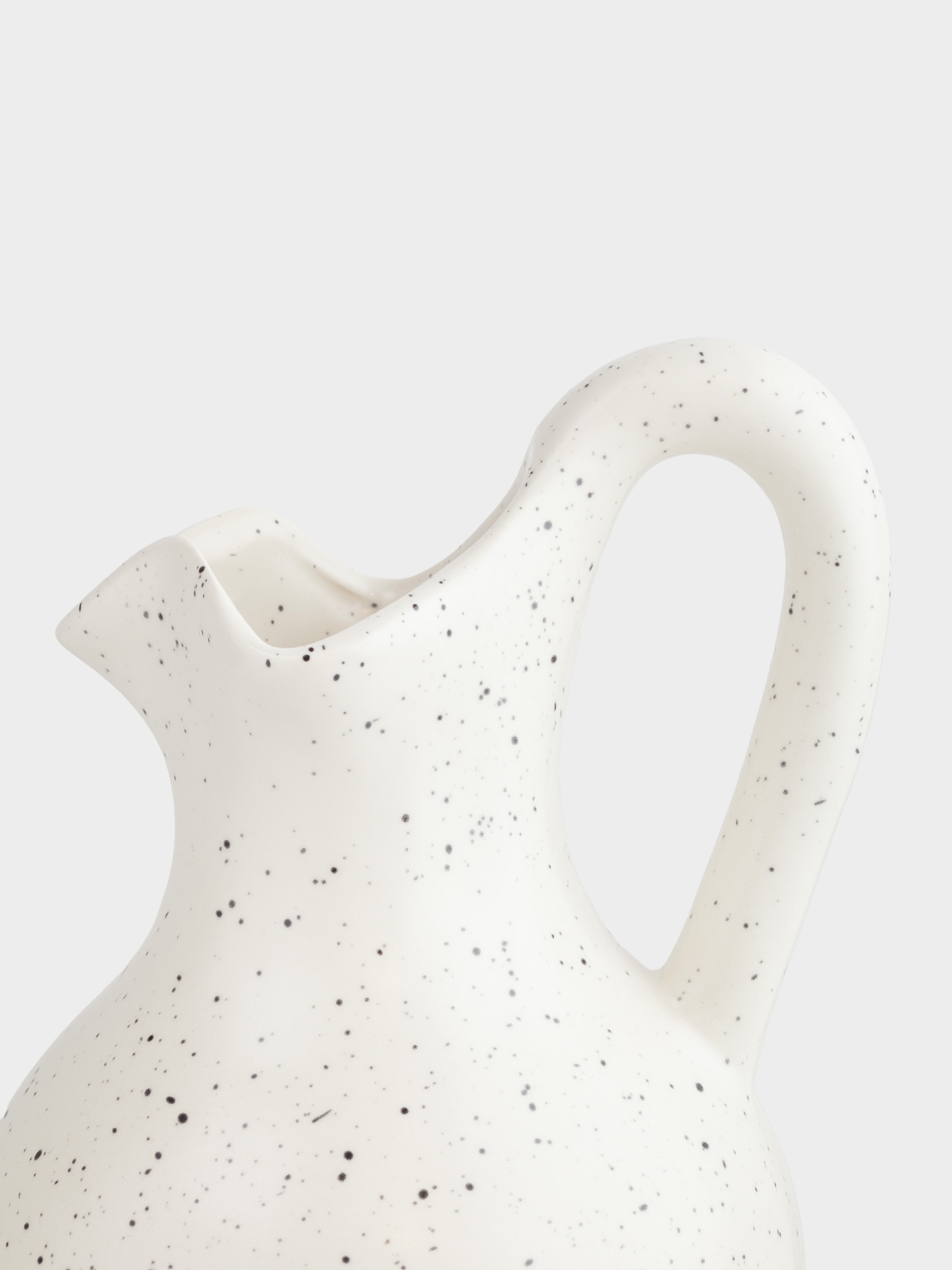 Гүл вазасы, 24 см, тұтқасы бар, керамика, ақ, ала дақ, құмыра, Speckled black, image-4