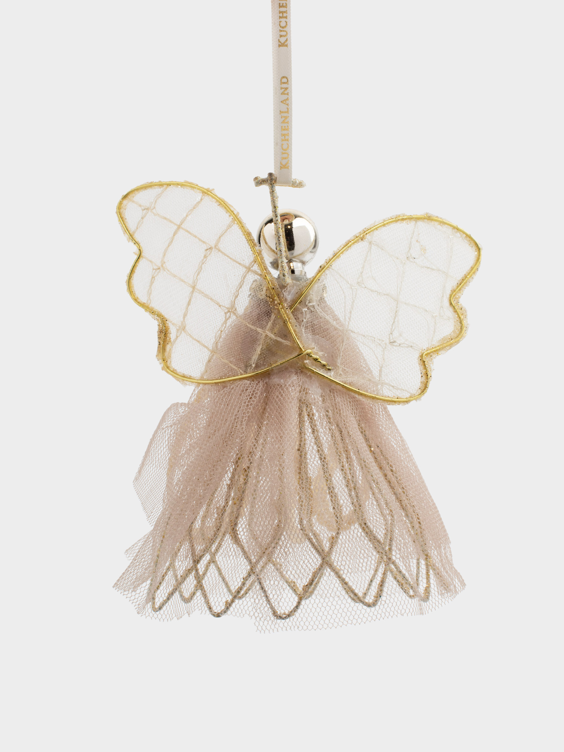 Игрушка елочная, 15 см, металл/пластик, шампань, Ангел, Angel figurine, image-2