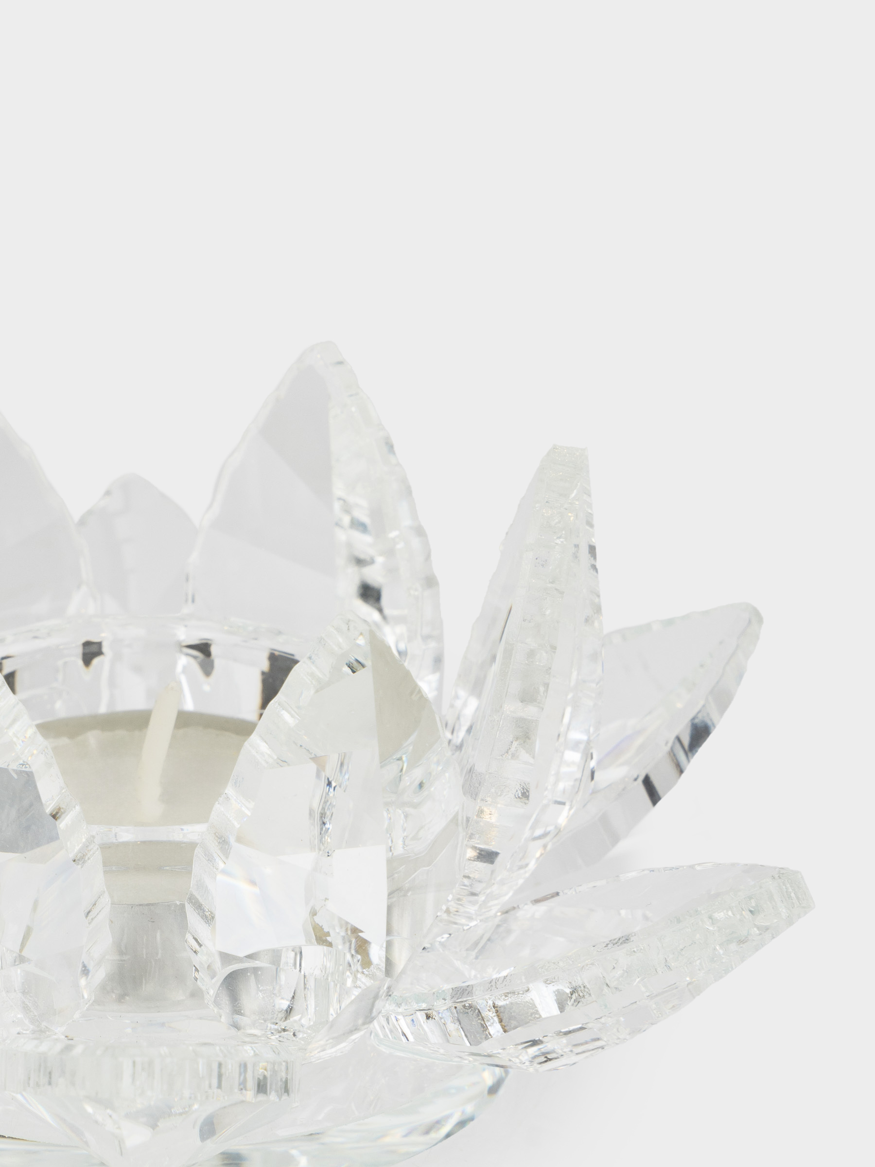 Шам ұстағыш, 13 см, шай шамына арналған, хрусталь шыны, Лотос, Crystal flower, image-1