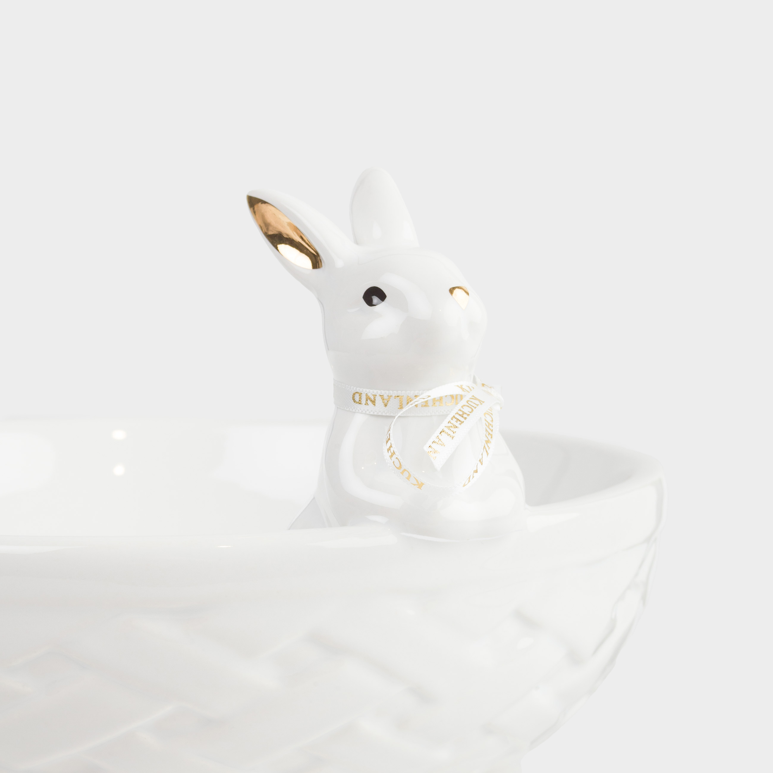 Салатник, 24х8 см, 1,2 л, керамика, бело-золотистый, Кролик в корзине, Easter gold, image-5