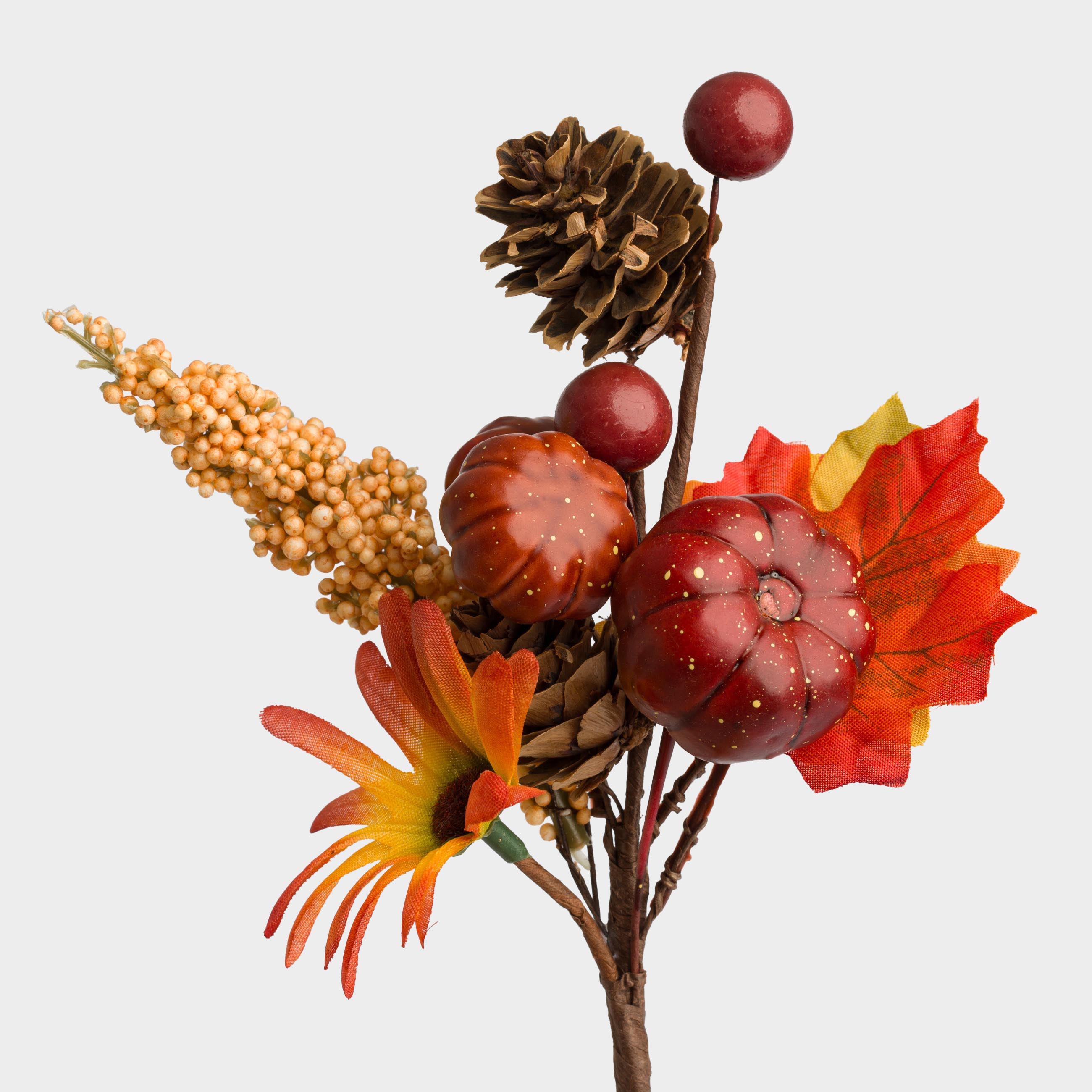 Ветка декоративная, 14 см, пенопласт/пластик, Бордовые тыквы, Forest symphony decor, image-0