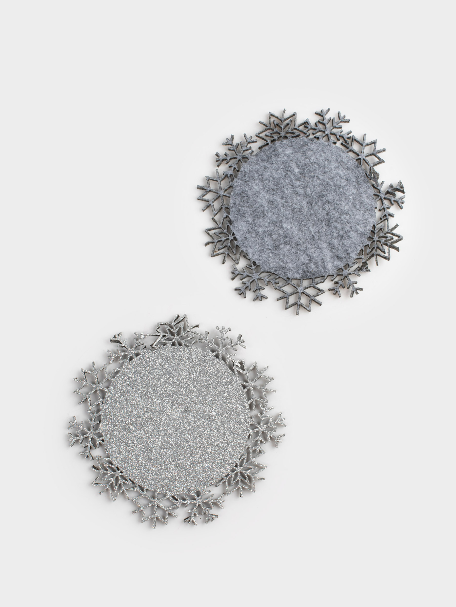 Саптыаяқ тұғыры, 12 см, 2 дана, киіз, бұйра, күміс, Қар ұшқындары, Felt mat, image-3