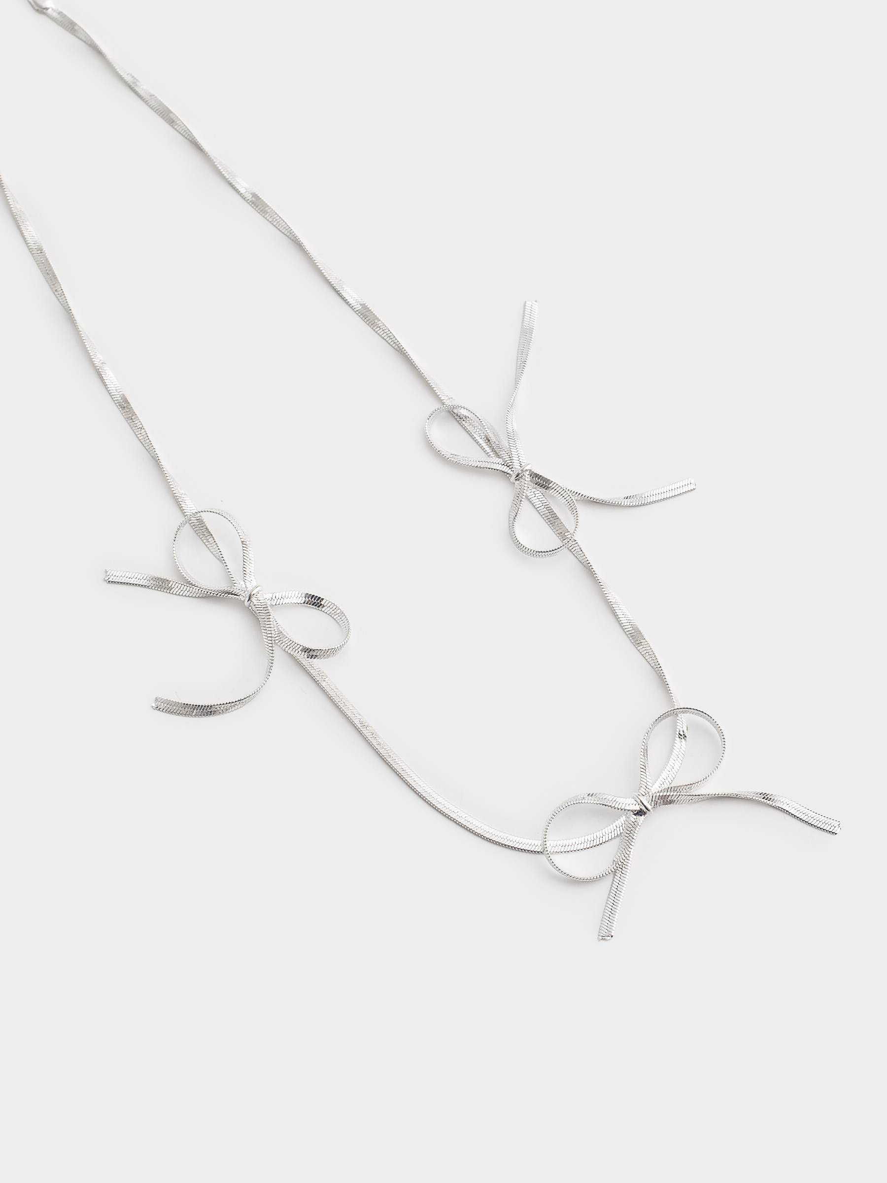 Цепочка, 40 см, металл, серебристая, Бантики, Jewelry, image-1