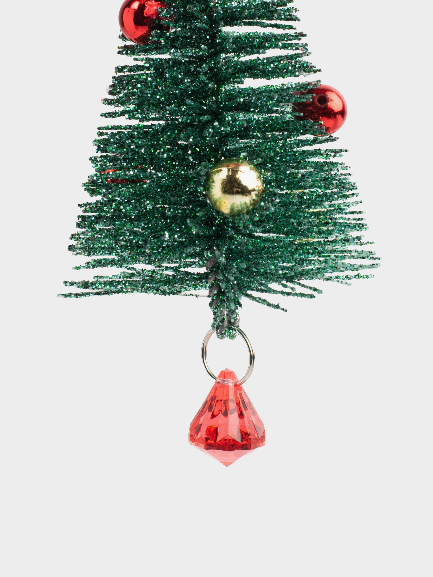 Игрушка елочная, 12 см, пластик/металл, зеленая, Елка с кристаллами, Spruce bell, image-1
