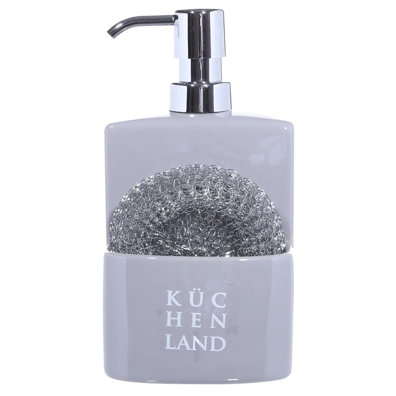 Жуғыш зат диспенсері, 450 мл, губка мен органайзері бар керамика, сұр, Keeping