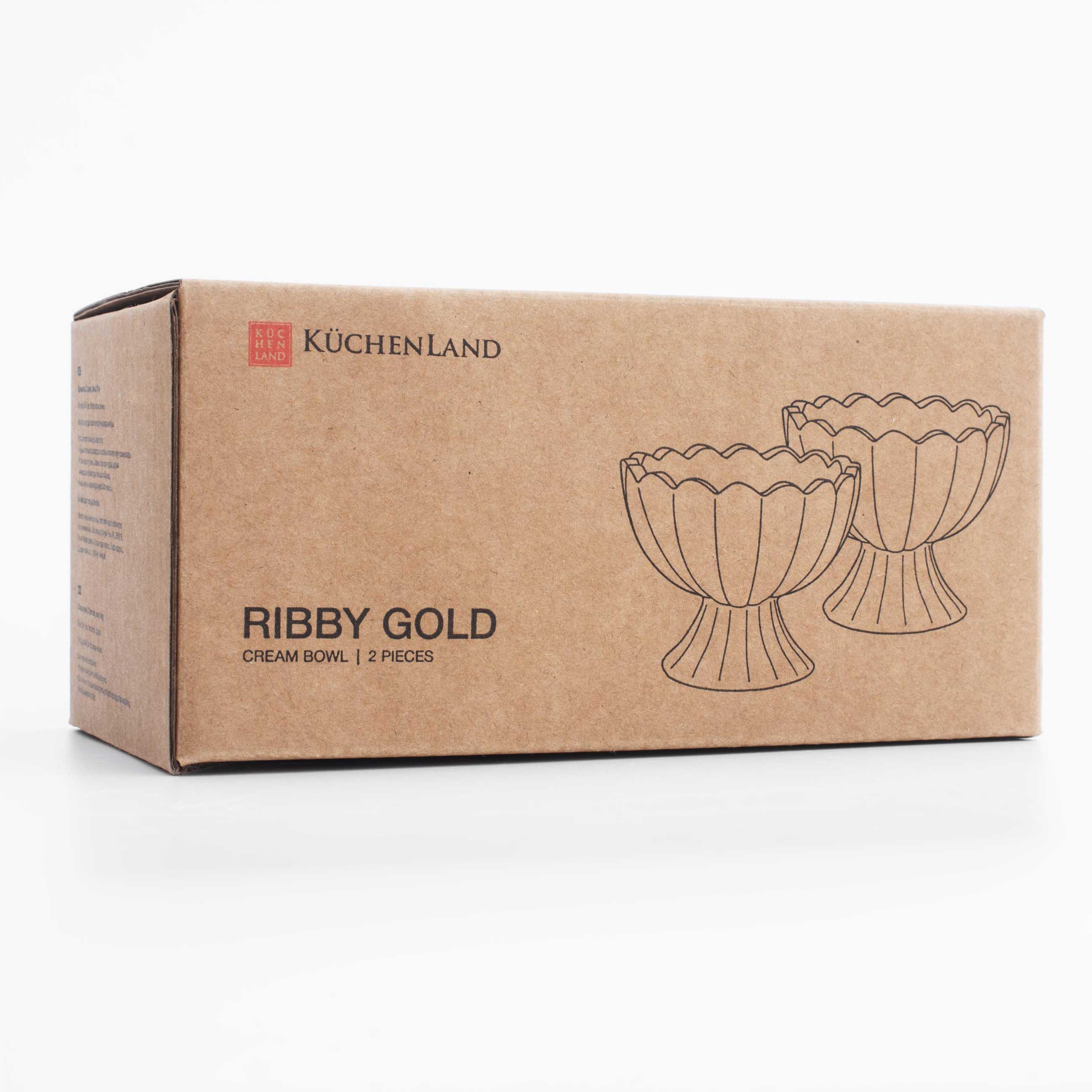 Креманка, 9 см, 120 мл, 2 шт, стекло Р, с золотистым кантом, Ribby gold, image-5