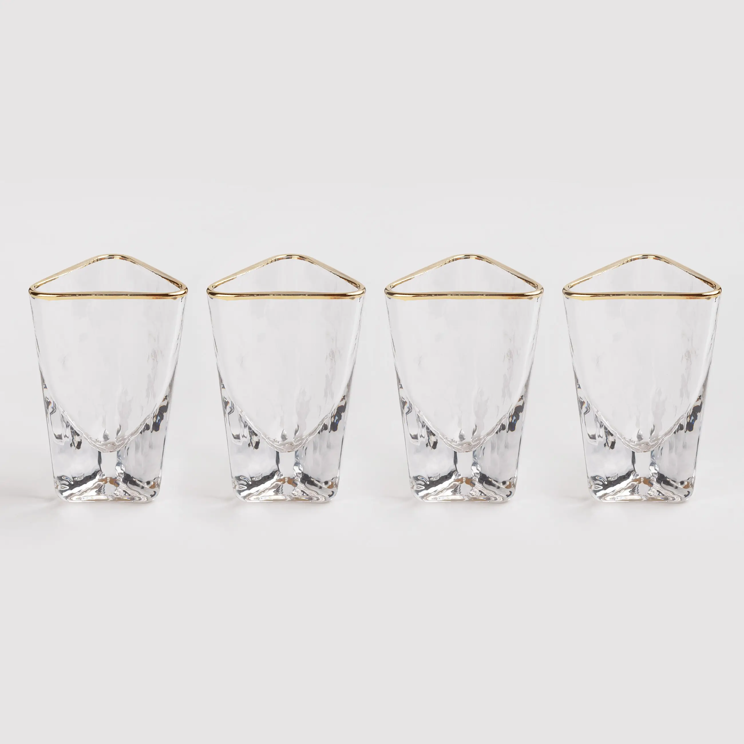 Стопка для водки, 40 мл, 4 шт, стекло, золотистый кант, Triangle Gold, image-0