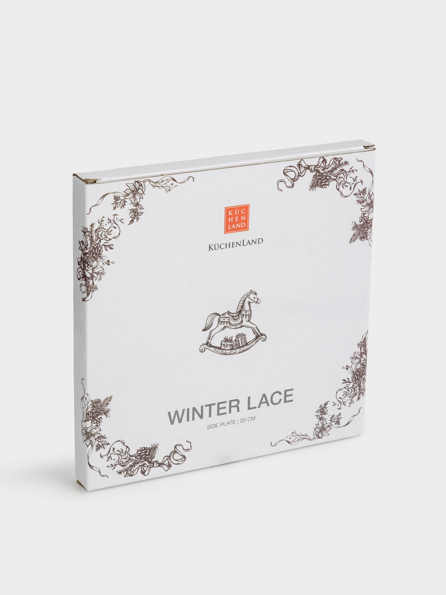 Тарелка закусочная, 20 см, фарфор N, бело-бордовая, Лошадка, Winter lace, image-6