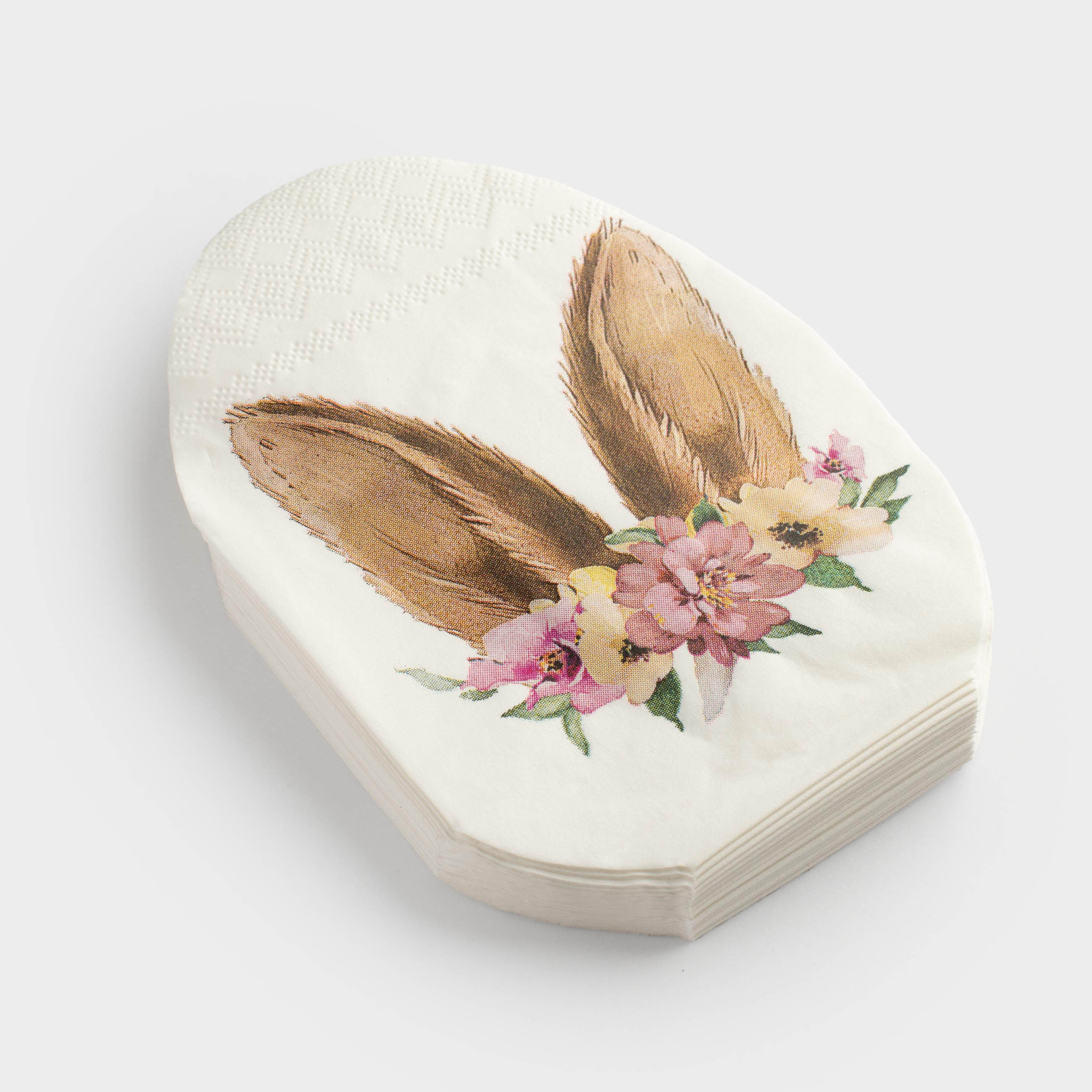 Салфетки бумажные, 33х33 см, 20 шт, белые, Яйцо, Уши кролика в венке, Flora Easter, image-0