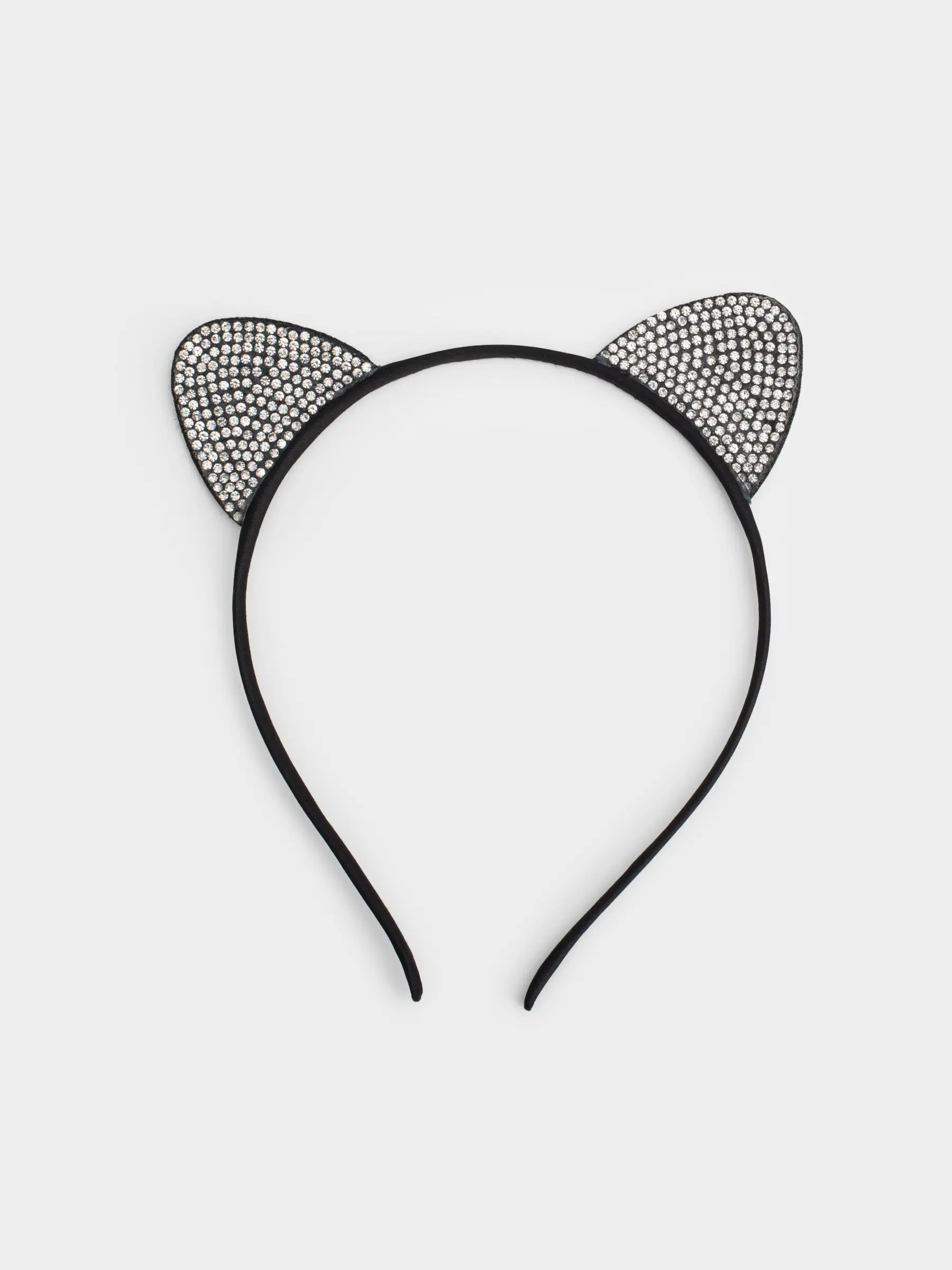 Карнавал тоғыншағы, 12х14 см, балаларға арналған, полиэстер/металл/страздар, қара, Мысық құлақтары, Cat, image-0