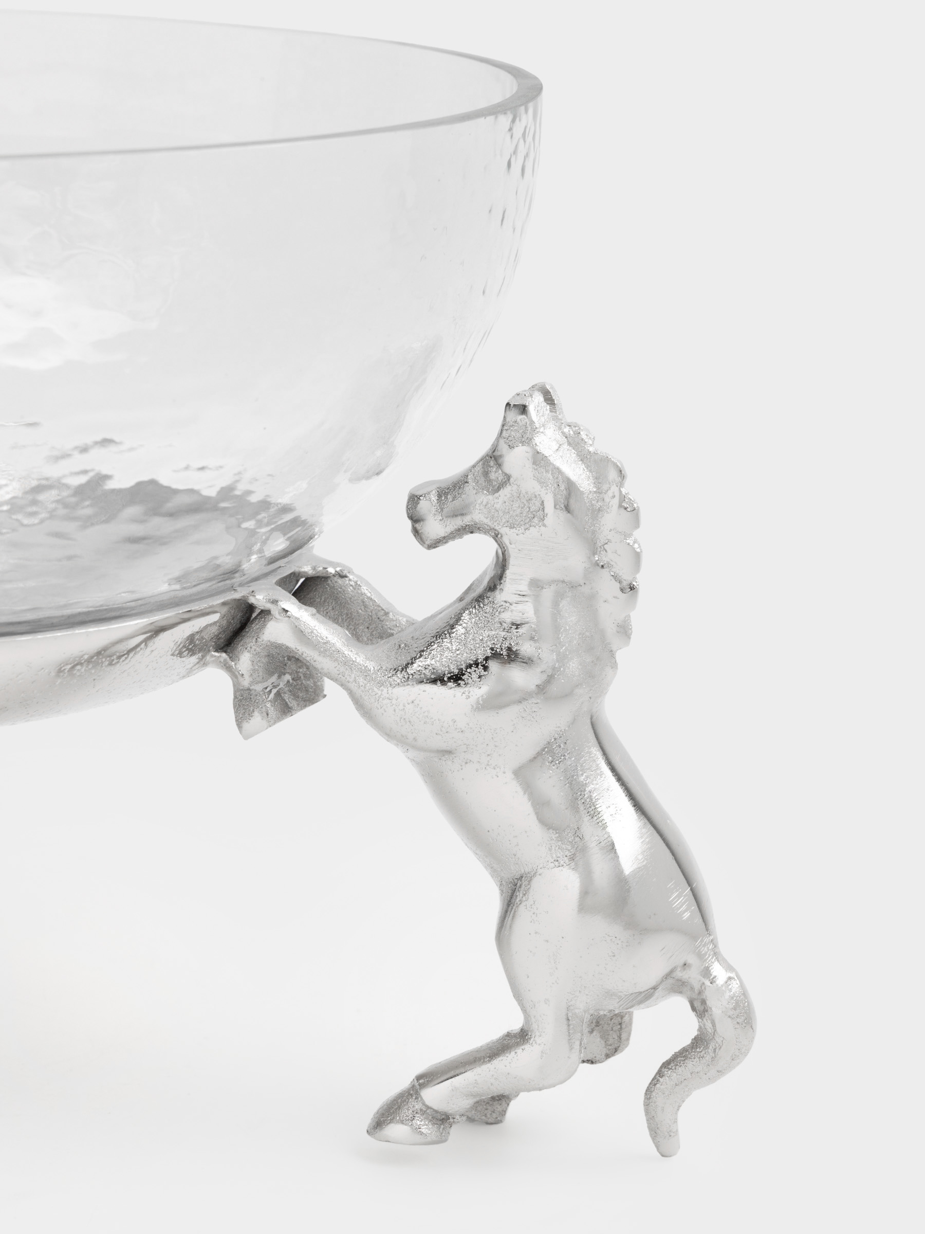 Ваза для фруктов, 25х22 см, на подставке, стекло/металл, серебристая, Кони, Horse silver, image-3