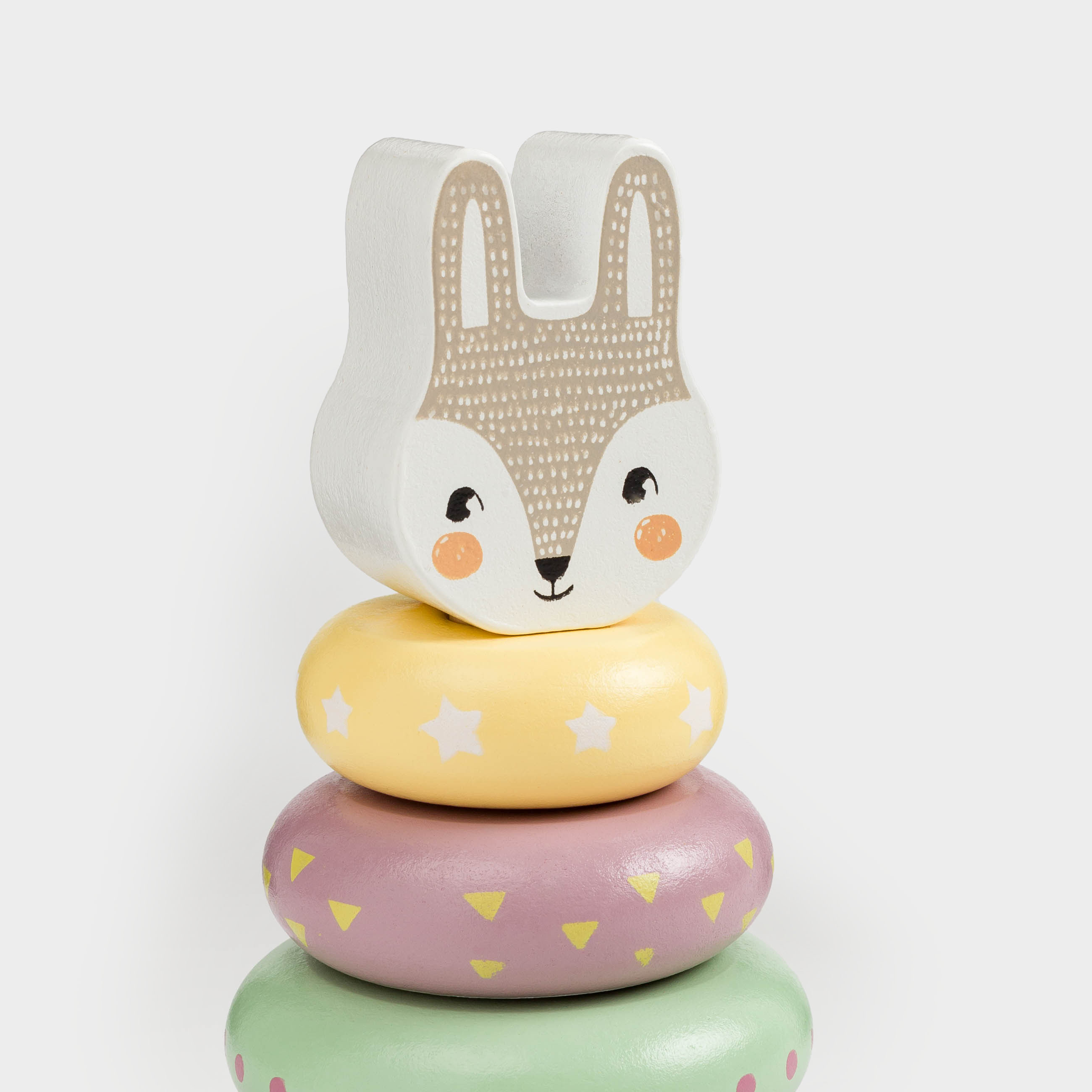 Игрушка развивающая, 14 см, дерево, Пирамидка кролик, Kiddy, image-7