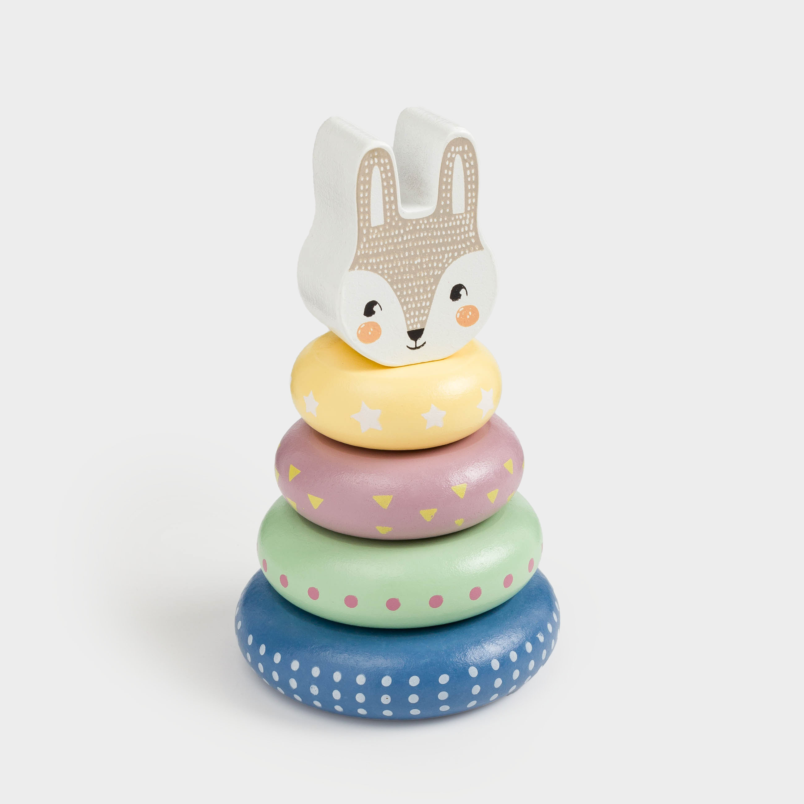 Игрушка развивающая, 14 см, дерево, Пирамидка кролик, Kiddy, image-2