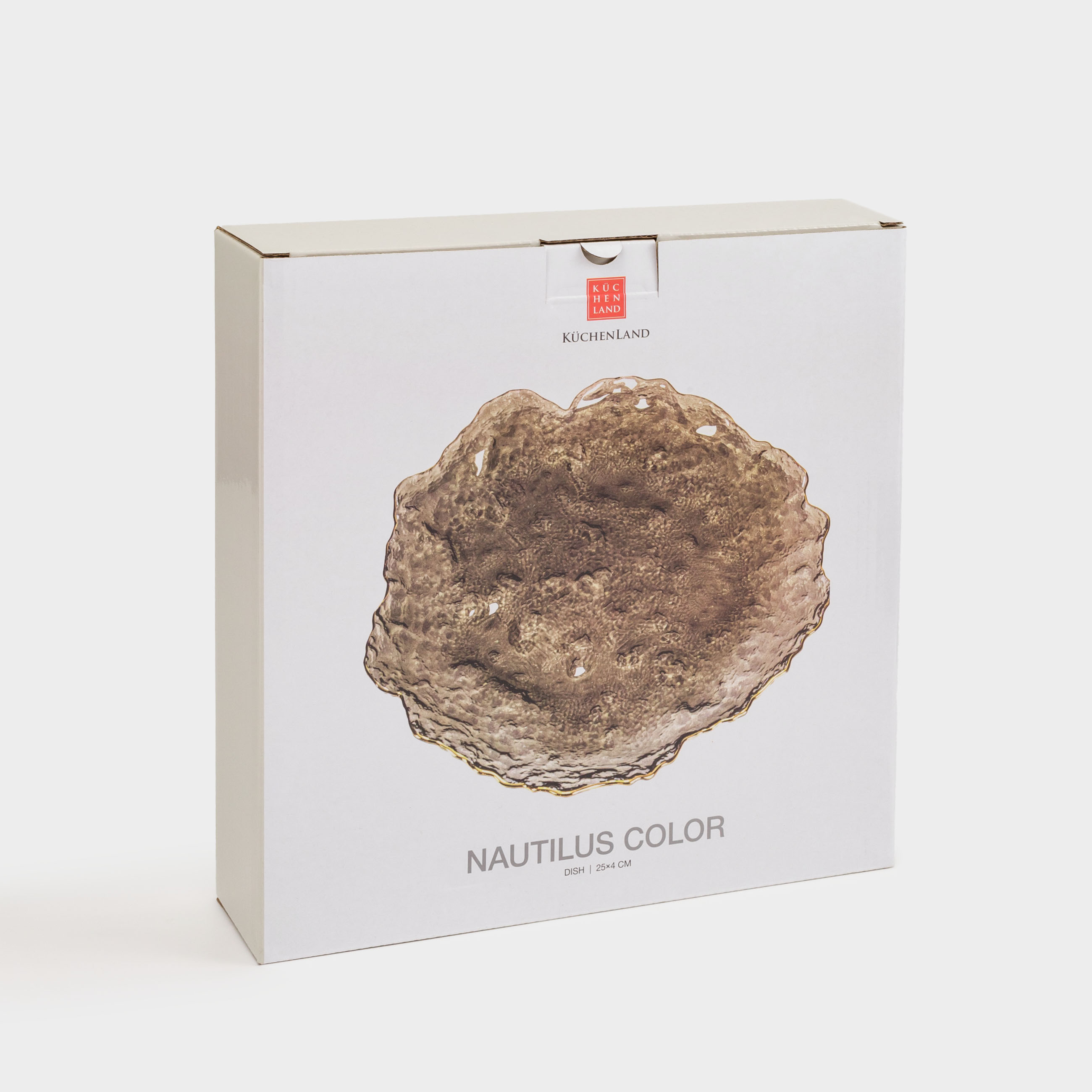 Блюдо, 25х4 см, стекло, серое, с золотистым кантом, Nautilus color, image-3