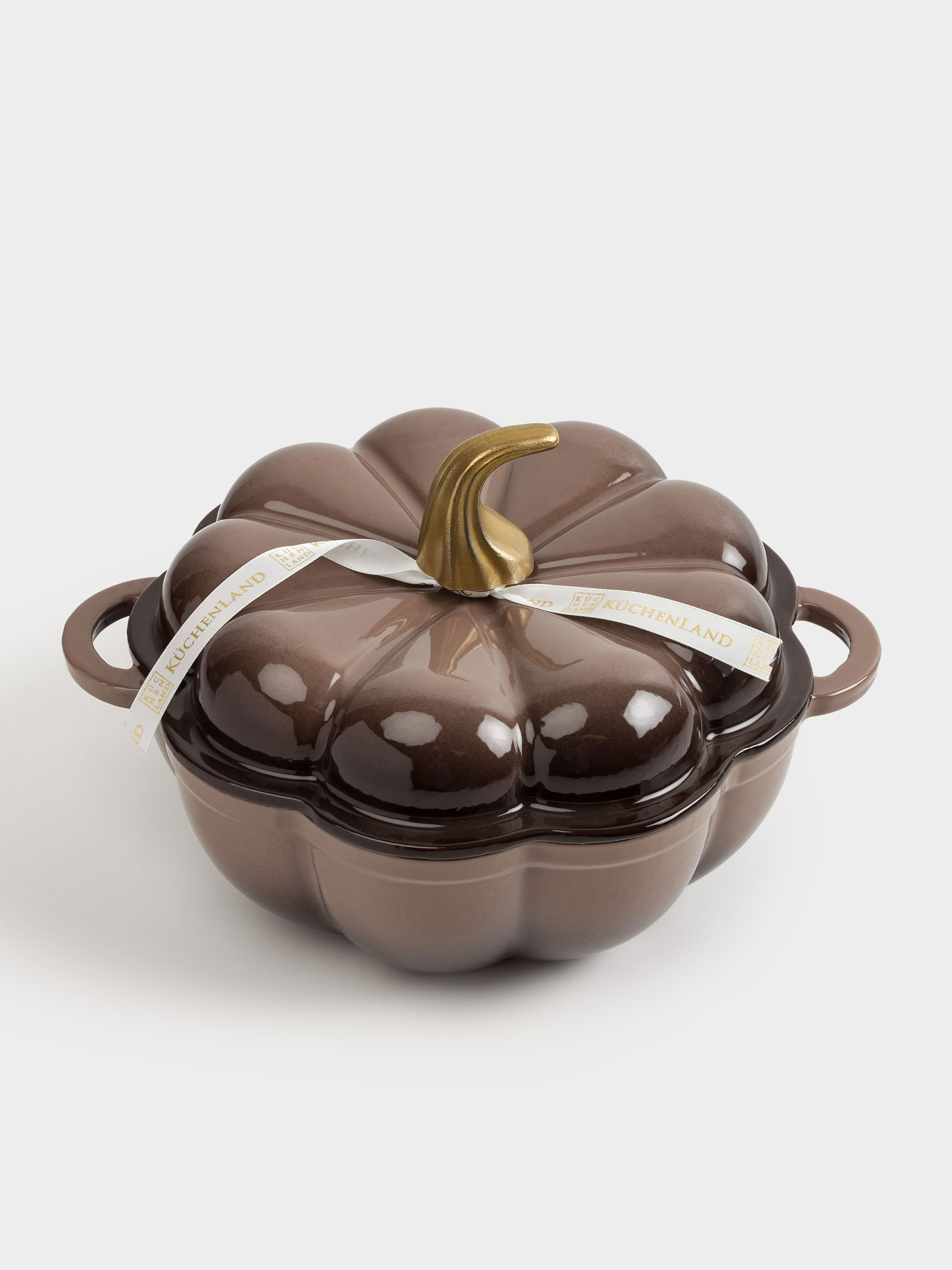 Кәстрөл, 20 см, 1,7 л, қақпағы бар, шойын, қоңыр, асқабақ, Gourd, image-3