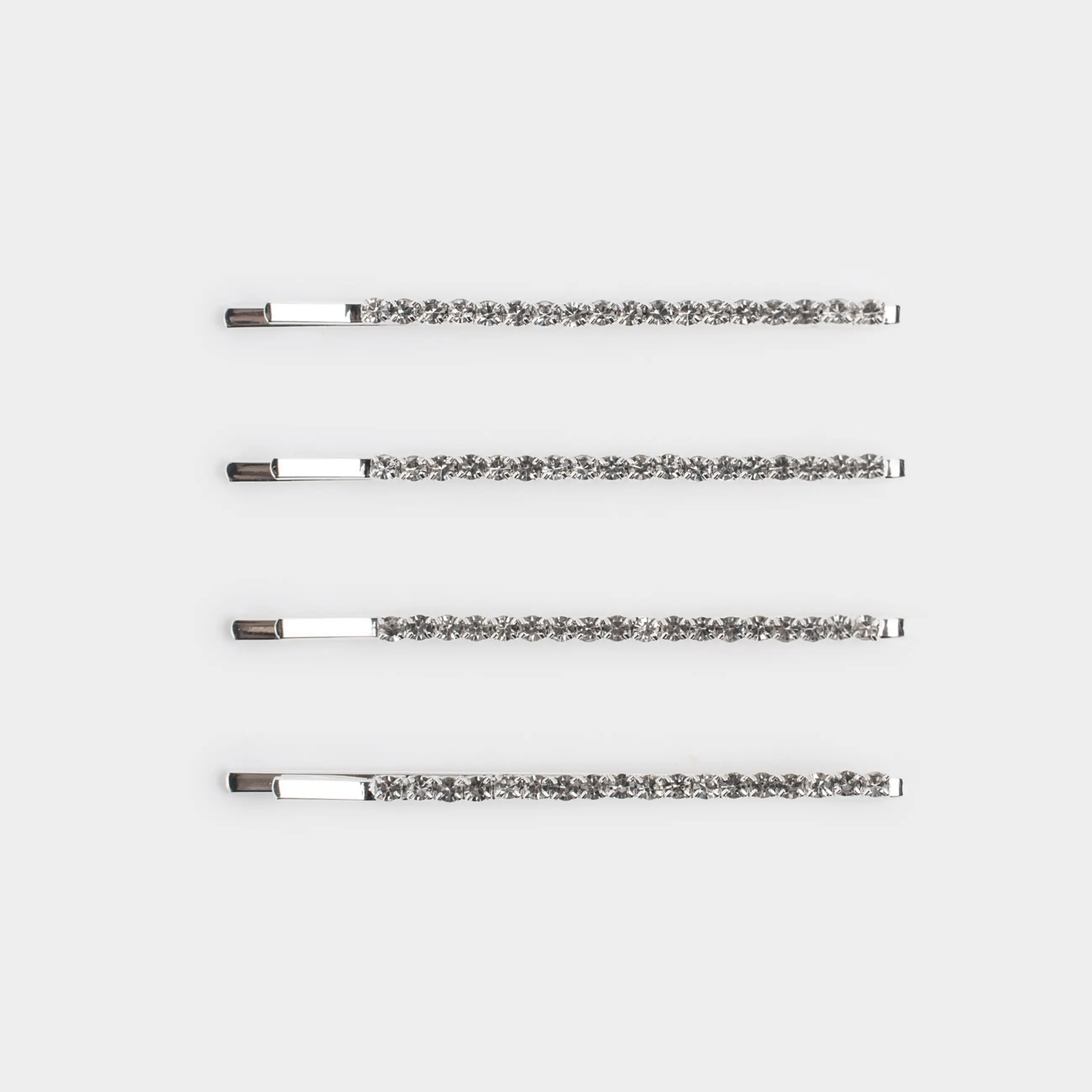 Шаш қыстырғыш, 6 см, 4 дана, шыны/металл, күміс түстес, Hair crystal