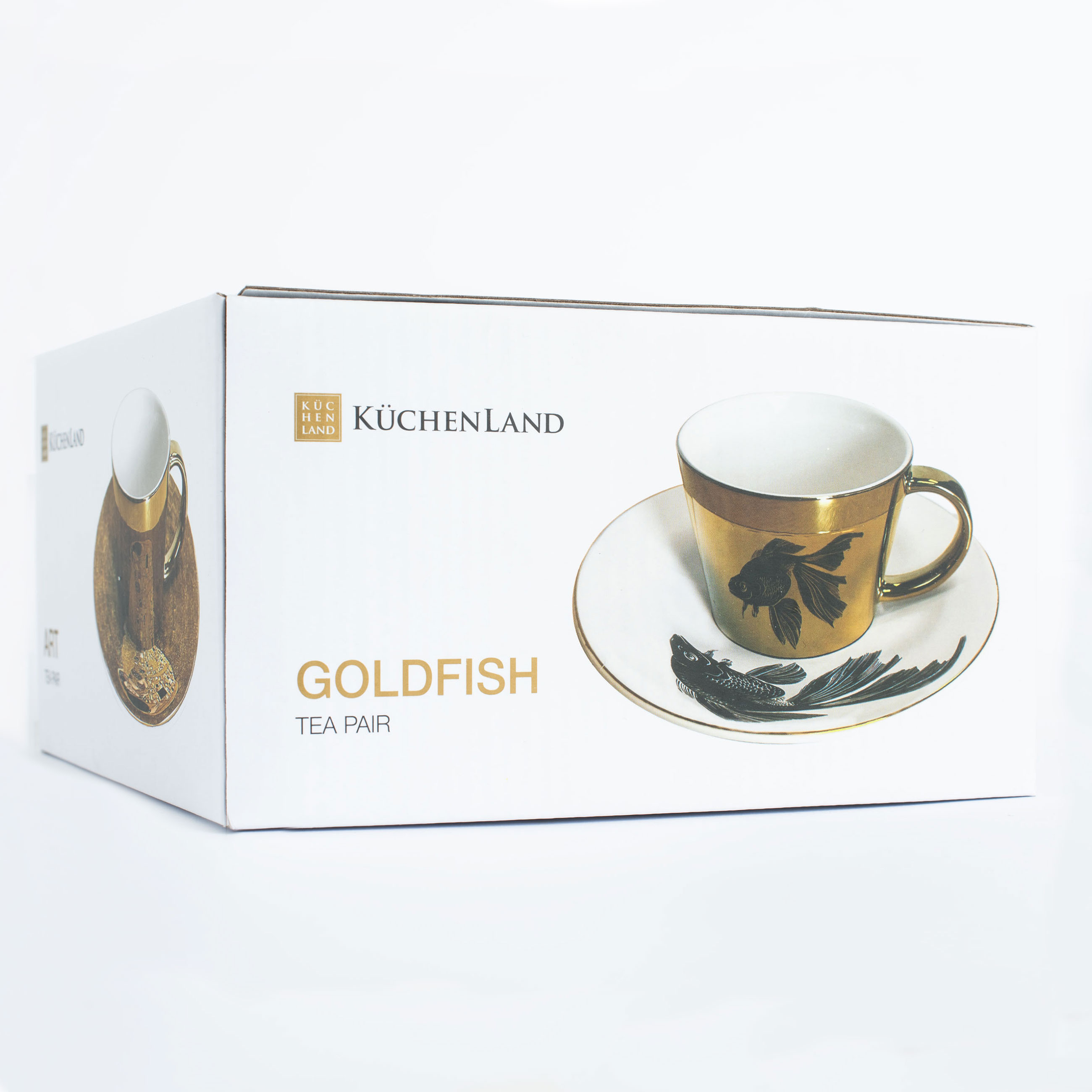 Пара чайная, 1 перс, 2 пр, 230 мл, фарфор P, бело-золотистая, Рыбка, Goldfish, image-6